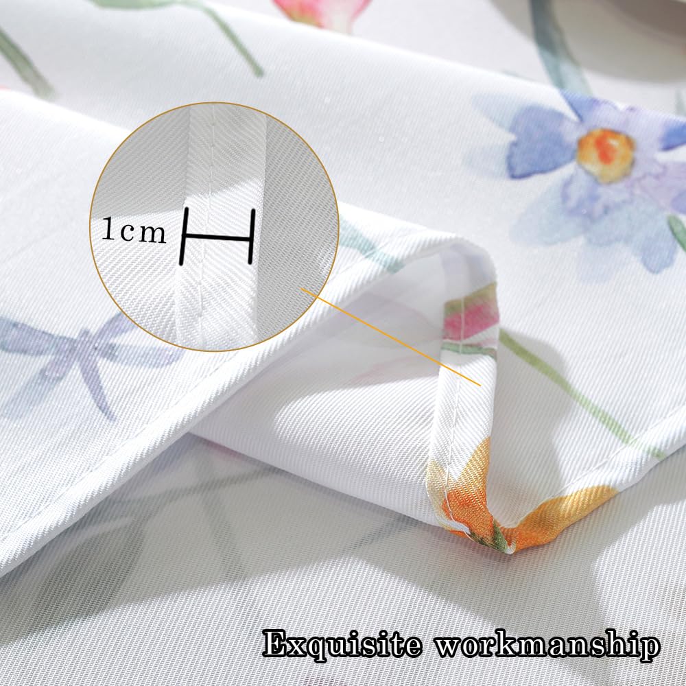 Matirug Spring Floral Table Cloth For Rectangle Tables 60X84 Inch,Washable Watercolor Daisy Flower Tablecloth, Spill Proof Pink