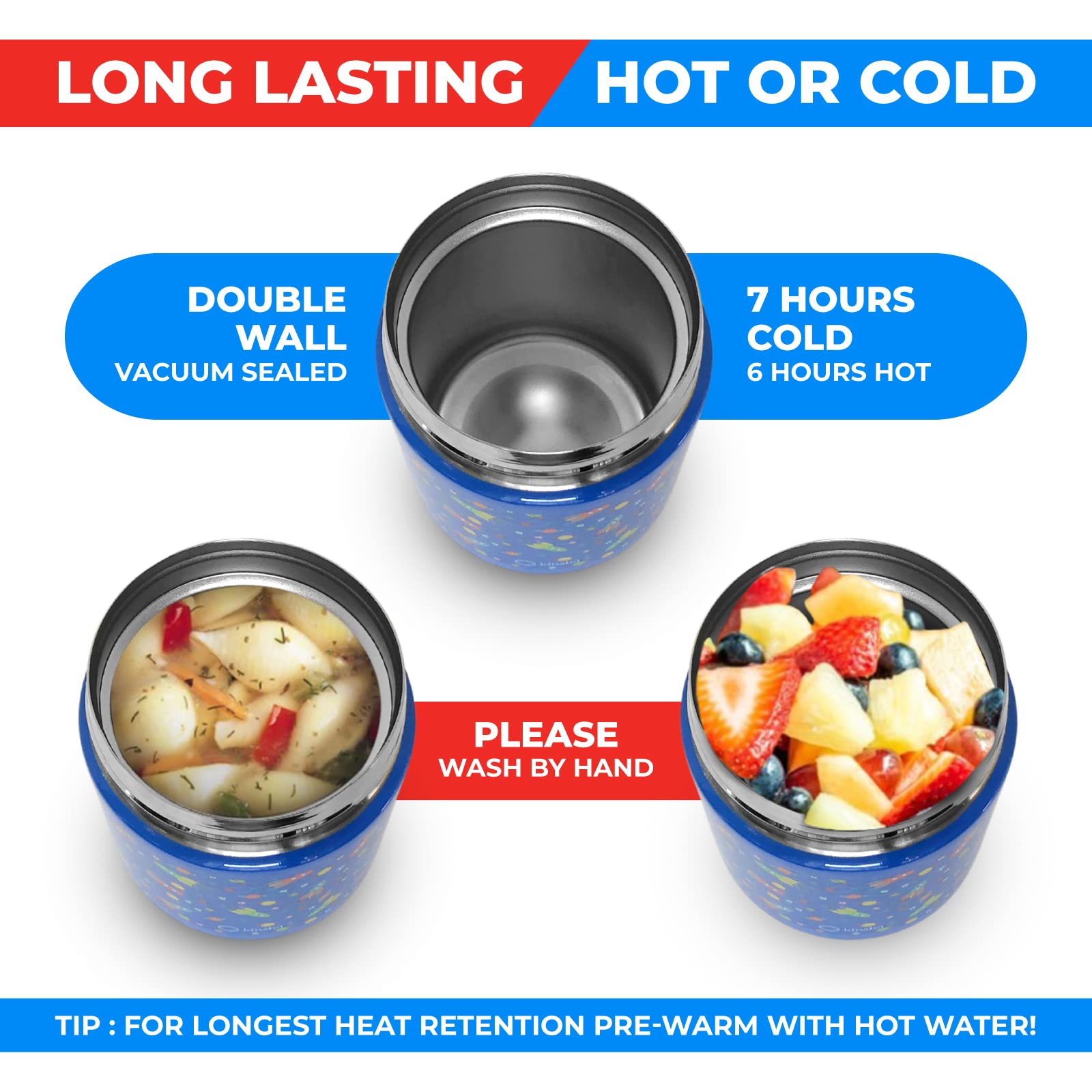 Thermos For Hot Food, Kids Lunch Insulated Stainless Steel Wide Mouth Jar, Boys Soup Container, Toddlers Day Care Pre-School, Le