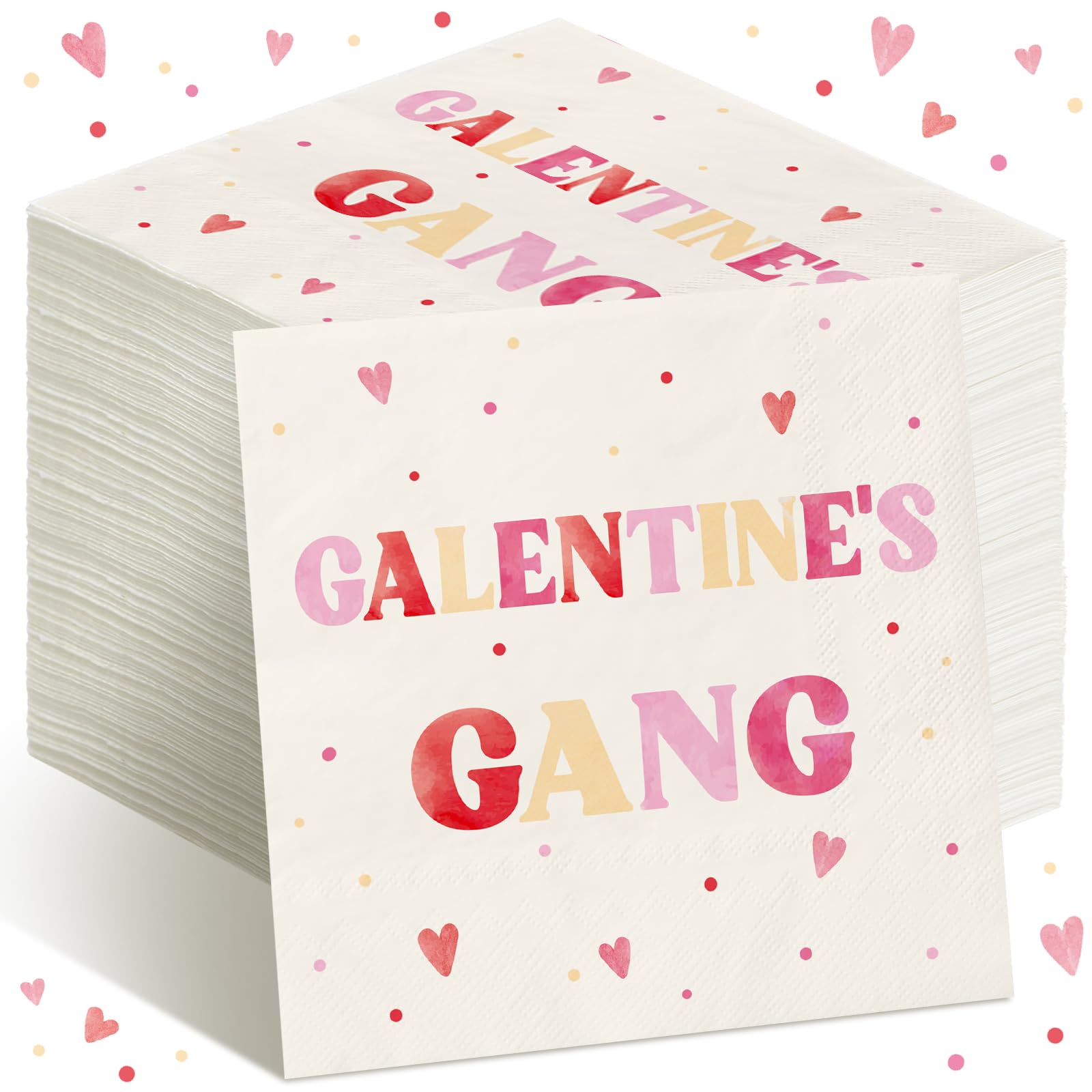 100 Pack Galentine'S Gang Napkins Disposable Folded Napkins 10 X 10 Inches Valentine'S Day Party Decorations Pink Paper Towel Ba