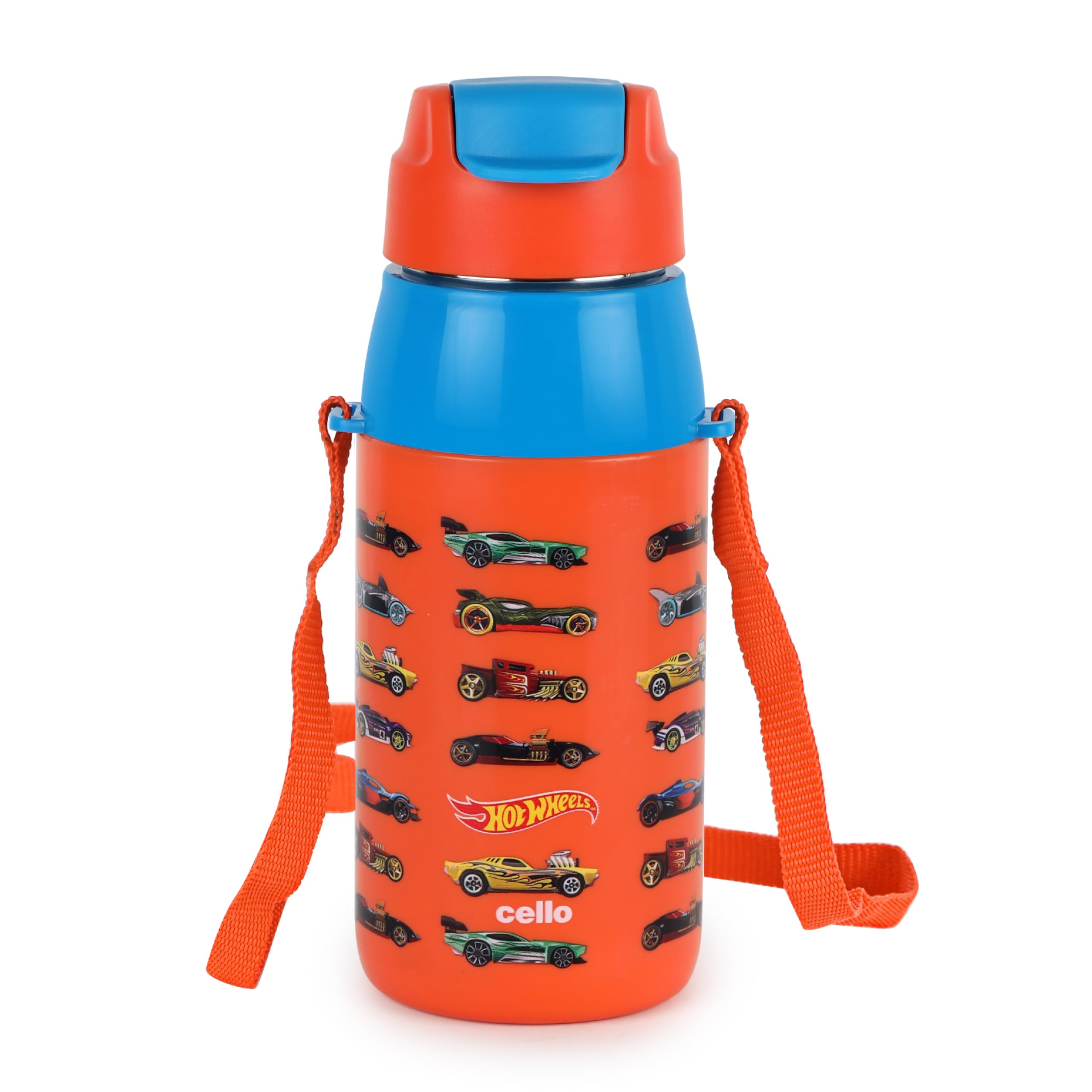 Cello Puro Steel-X Hydra Kid 400 Inner Steel Insulated Water Bottle 400Ml, Orange | Spiderman Print | Isi Certified, Leakproof |