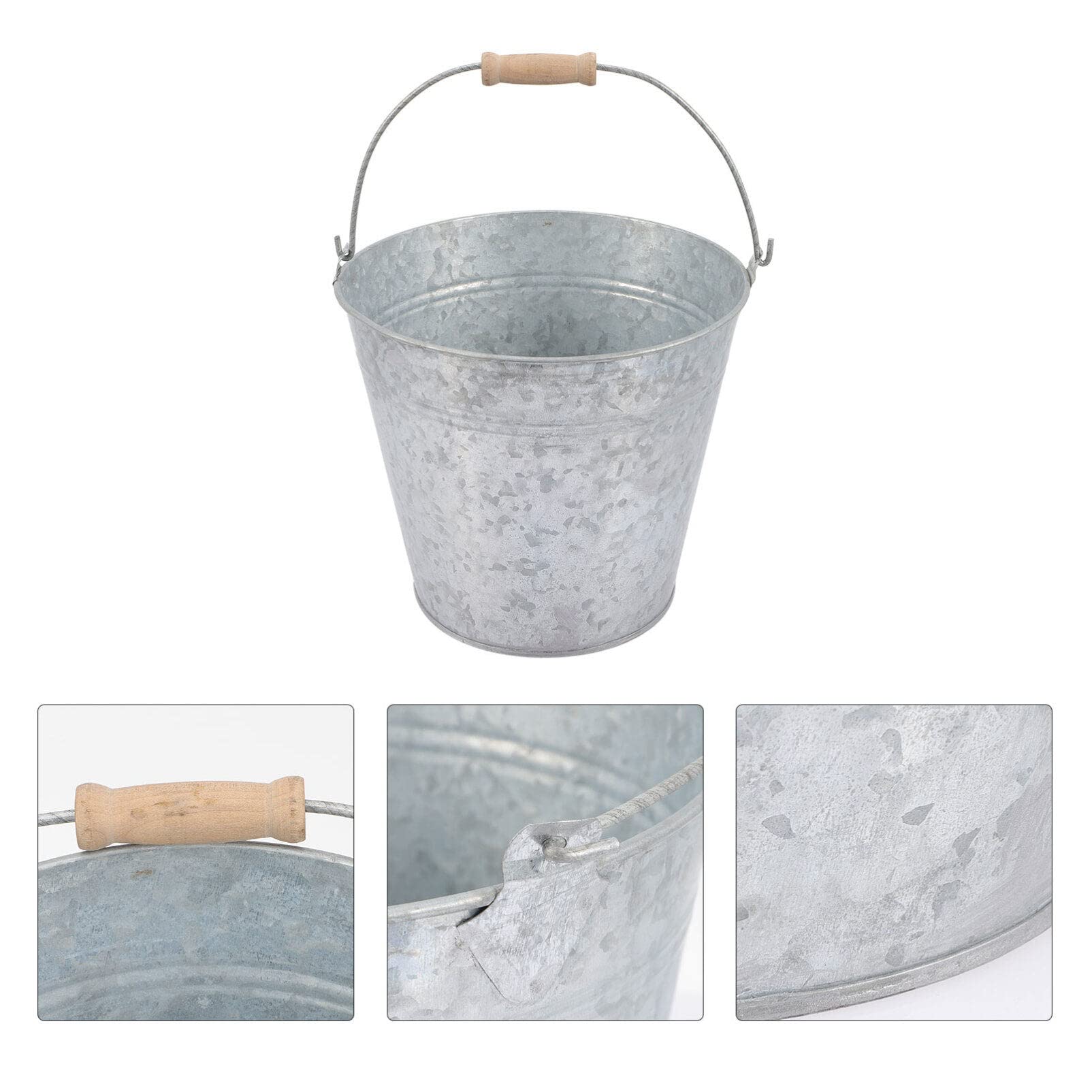 Alipis Small Galvanized Metal Buckets With Handles Rustic Farmhouse Tin Pails Flower Pots Planters Ice Bucket Vase Ash Bucket Pe