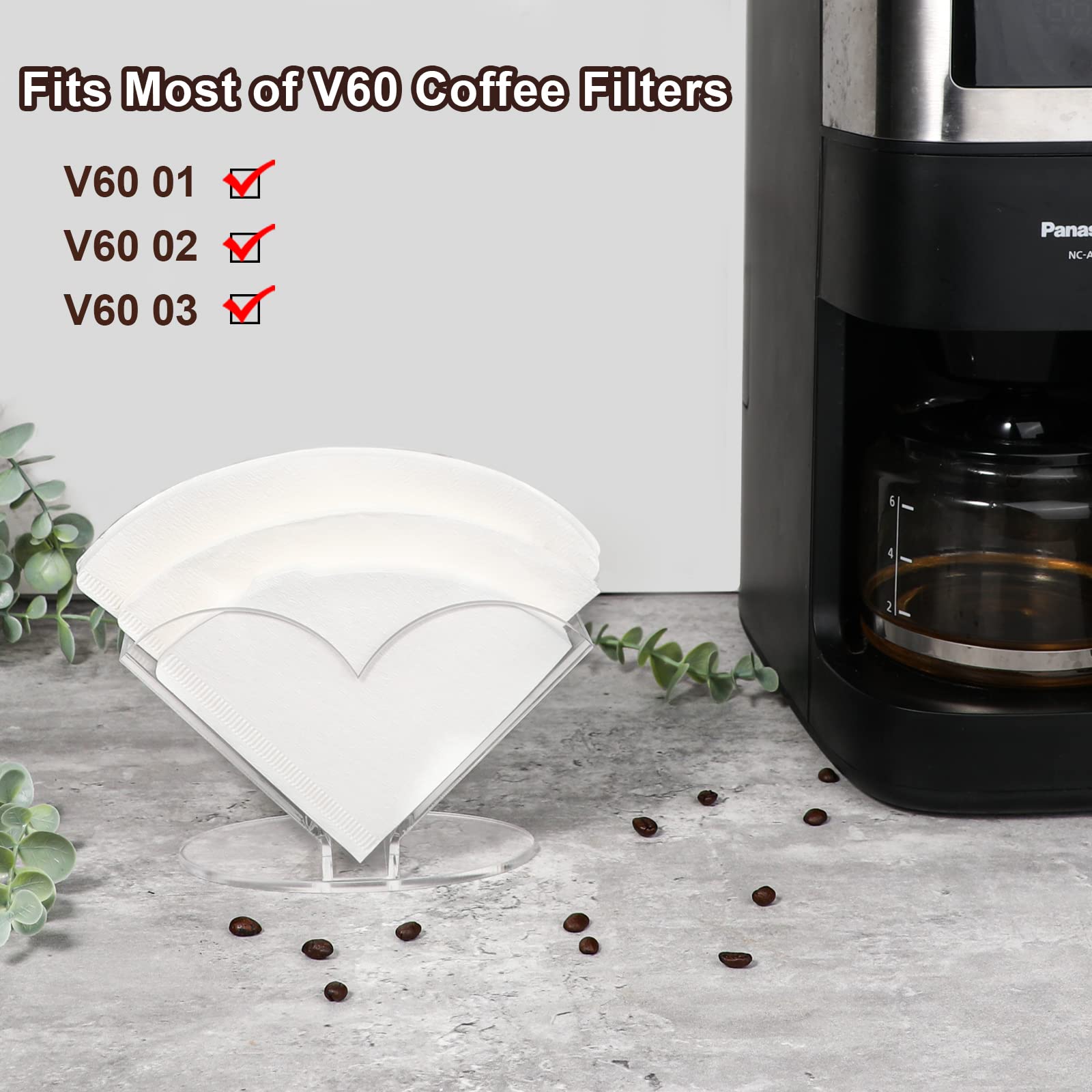 Kamehame V60 Filter Holder, Coffee Filter Holder Dispenser, Clear Acrylic Coffee Paper Storage Container Rack For V60 Coffee Fil