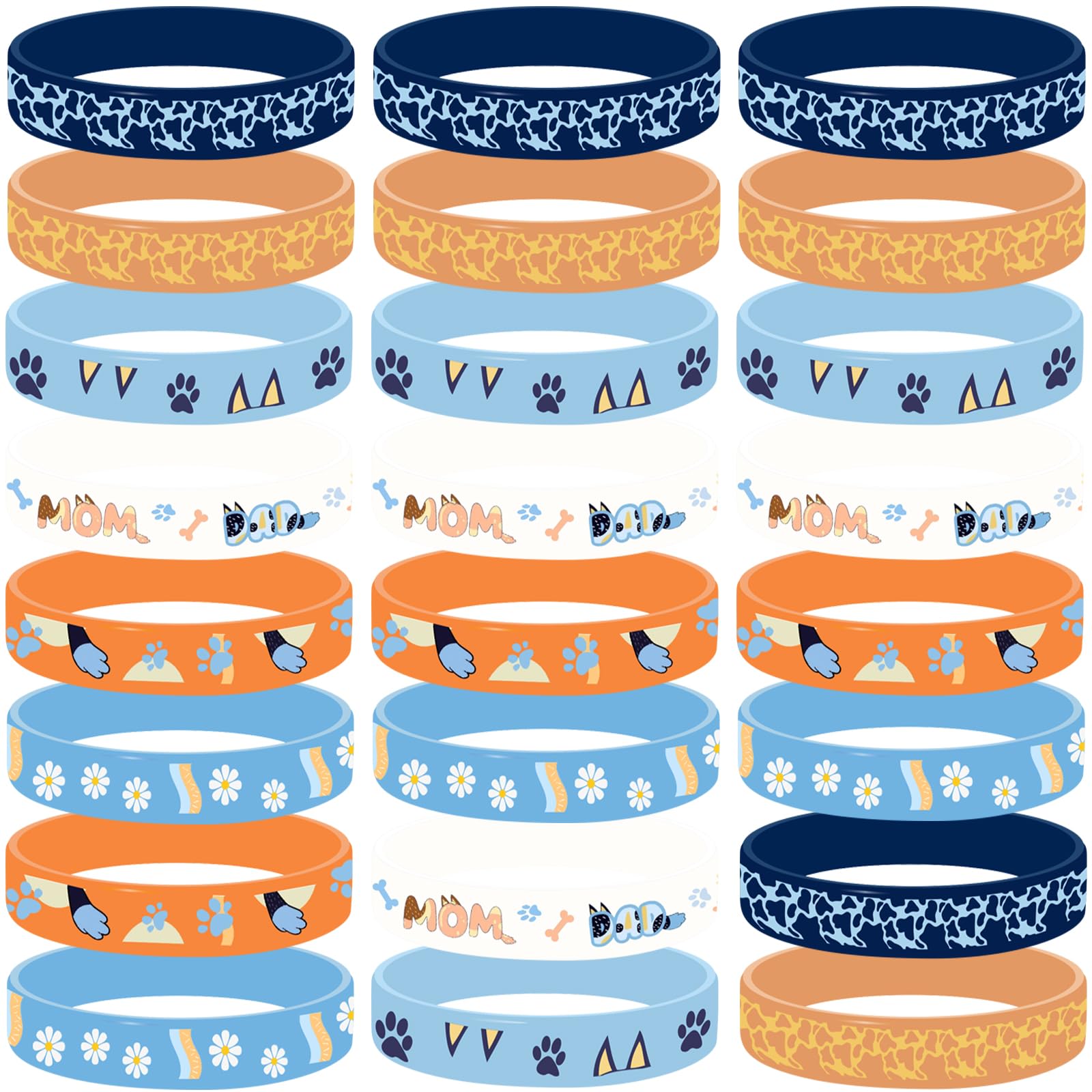 Blue Dog Theme Party Favors,24 Pieces Silicone Bracelets,Birthday Decorations Party Supplies, Goodie Bag Favors Return Gifts for