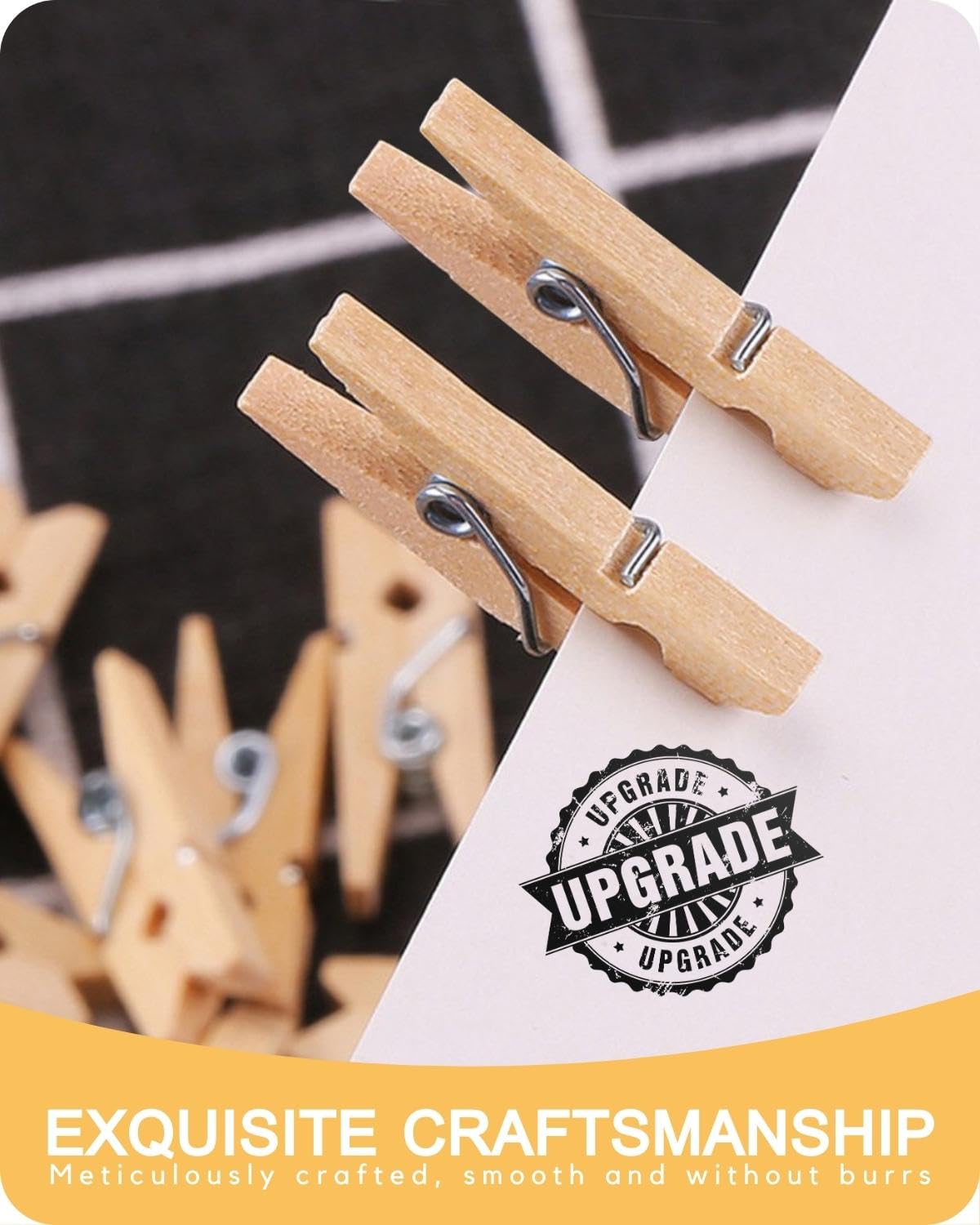 SF SOONEAT Mini Clothes Pins - 100 PCS Upgraded 1.18" Wooden Clothespins for Photo Display, Crafts, and Baby Clothesline
