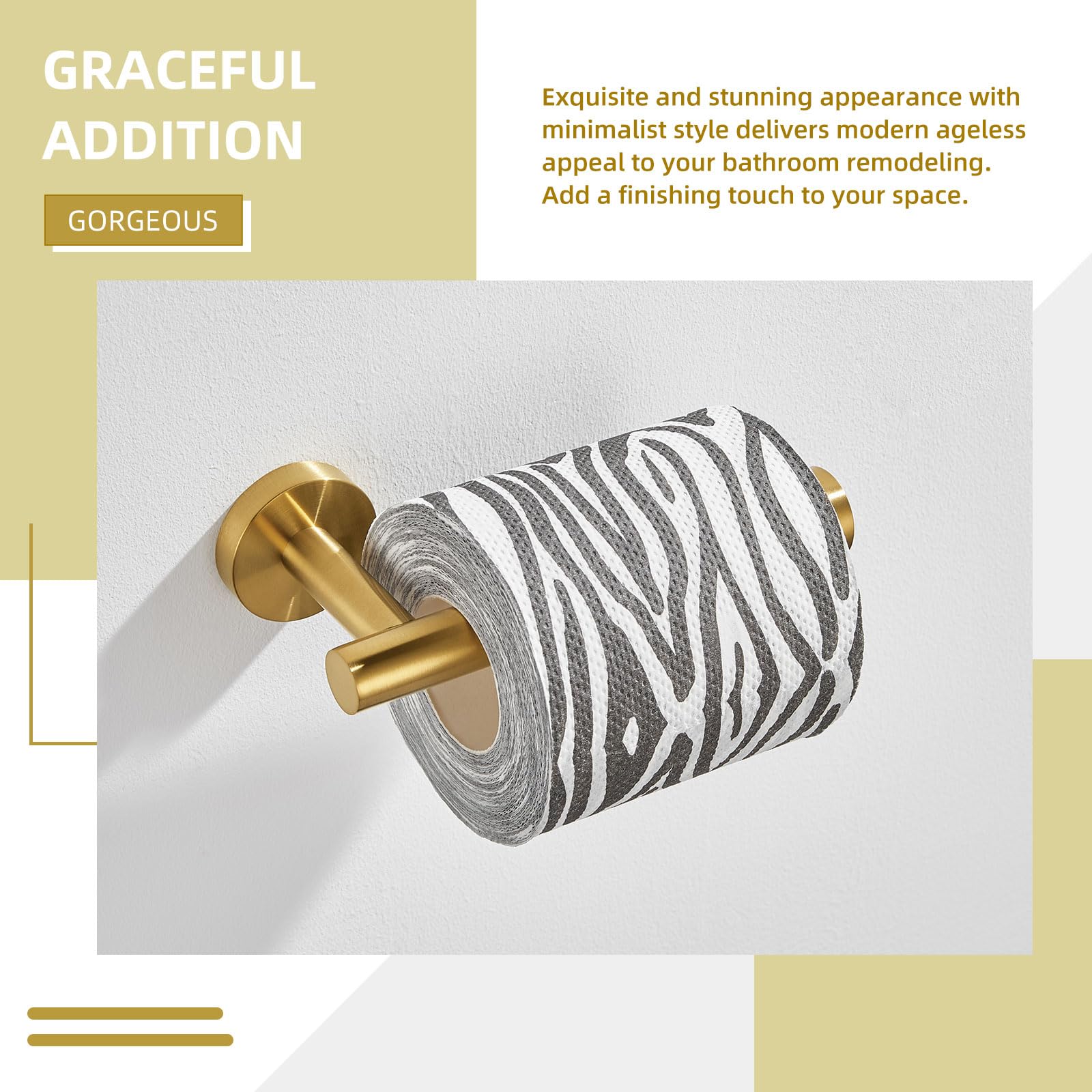 Toilet Paper Holder Brushed Gold, Angle Simple Sus304 Stainless Steel Bathroom Paper Roll Holder Hanger, Lavatory Tissue Dispens