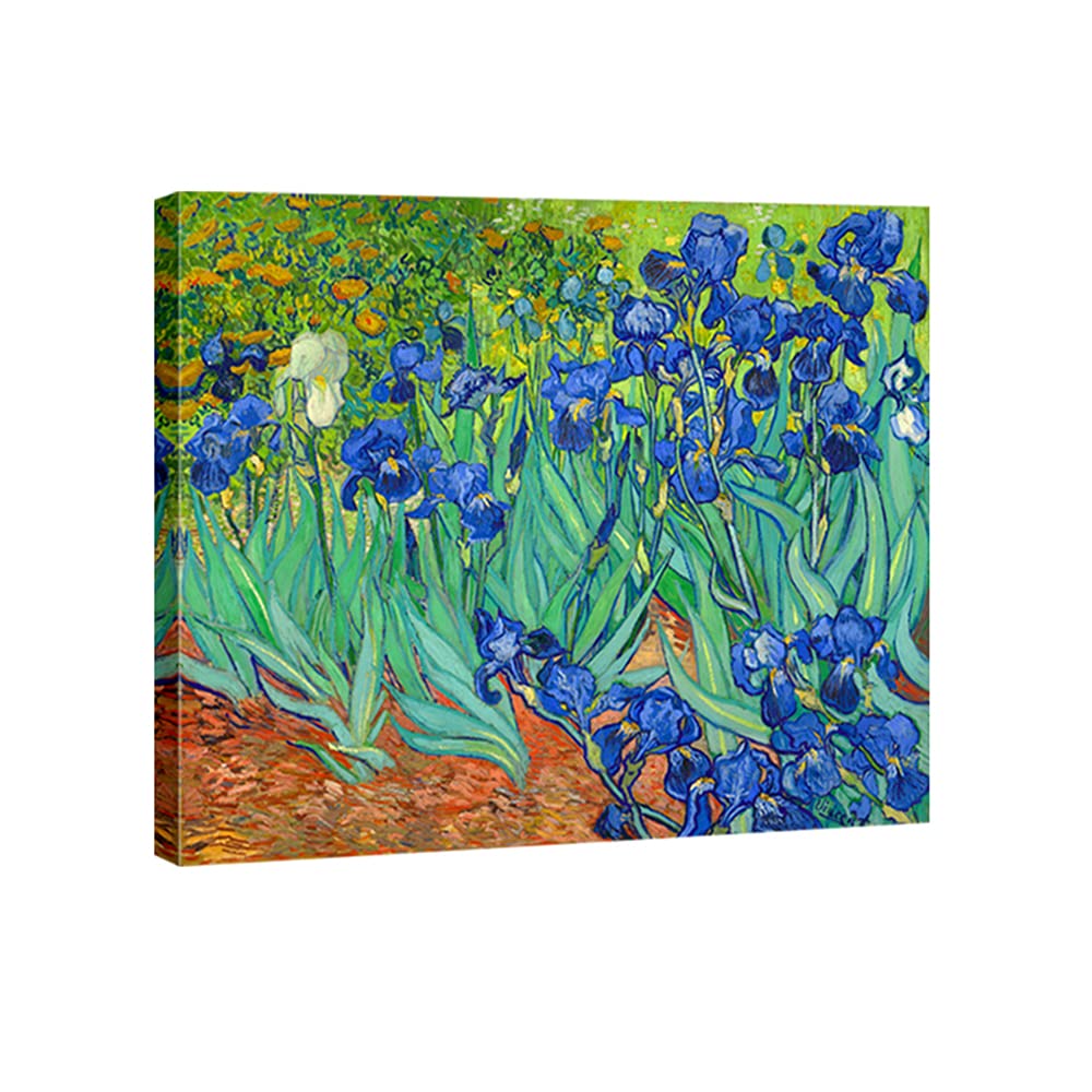 Wieco Art Irises Modern Stretched And Framed Floral Giclee Canvas Print By Van Gogh Famous Flowers Oil Paintings Reproduction Ar