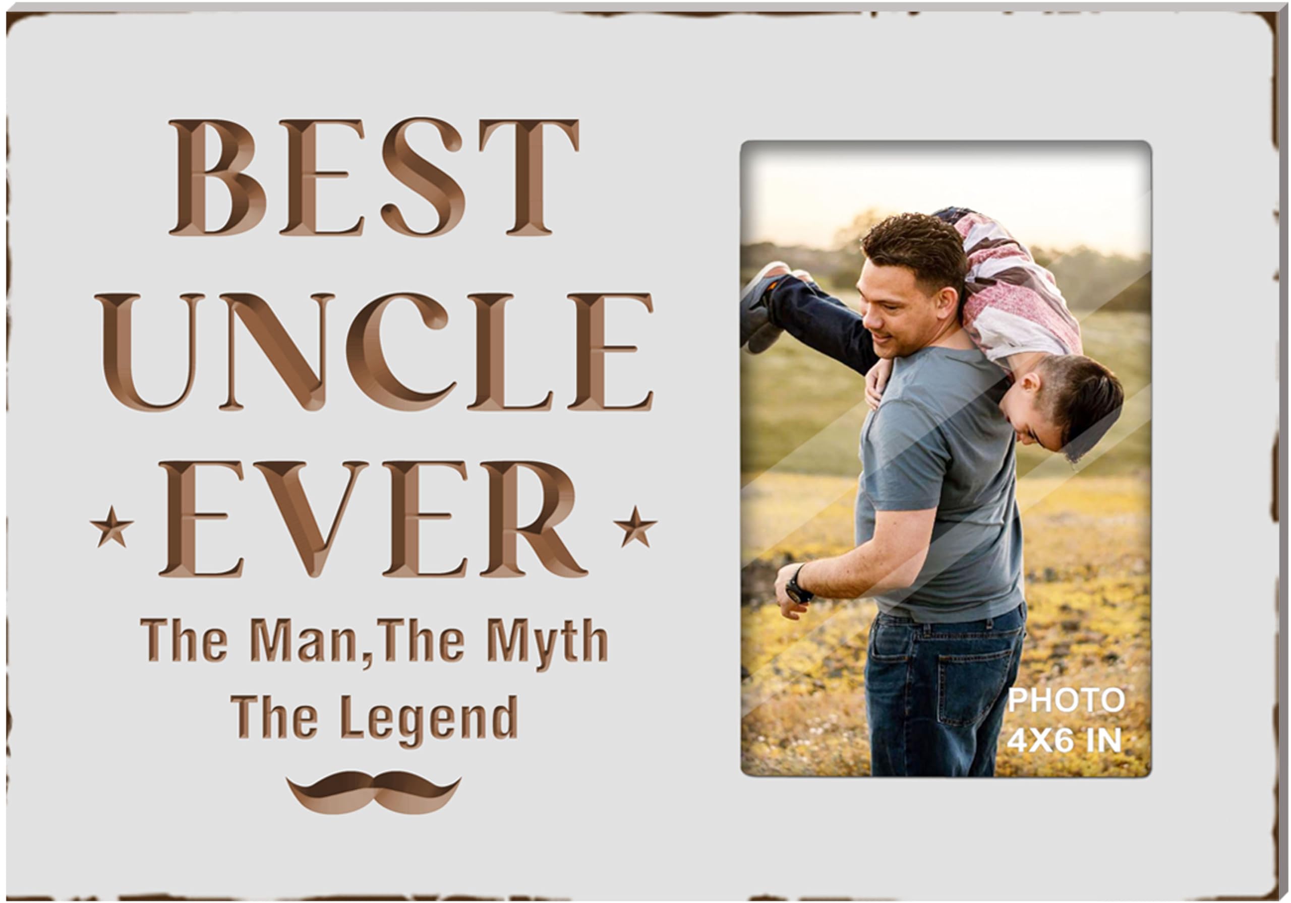 EXQUIDECA Best Uncle Ever Gifts from Niece Nephew - Engraved Uncles Picture Frames 4x6 Inches - Carving Fathers Day Birthday Ch