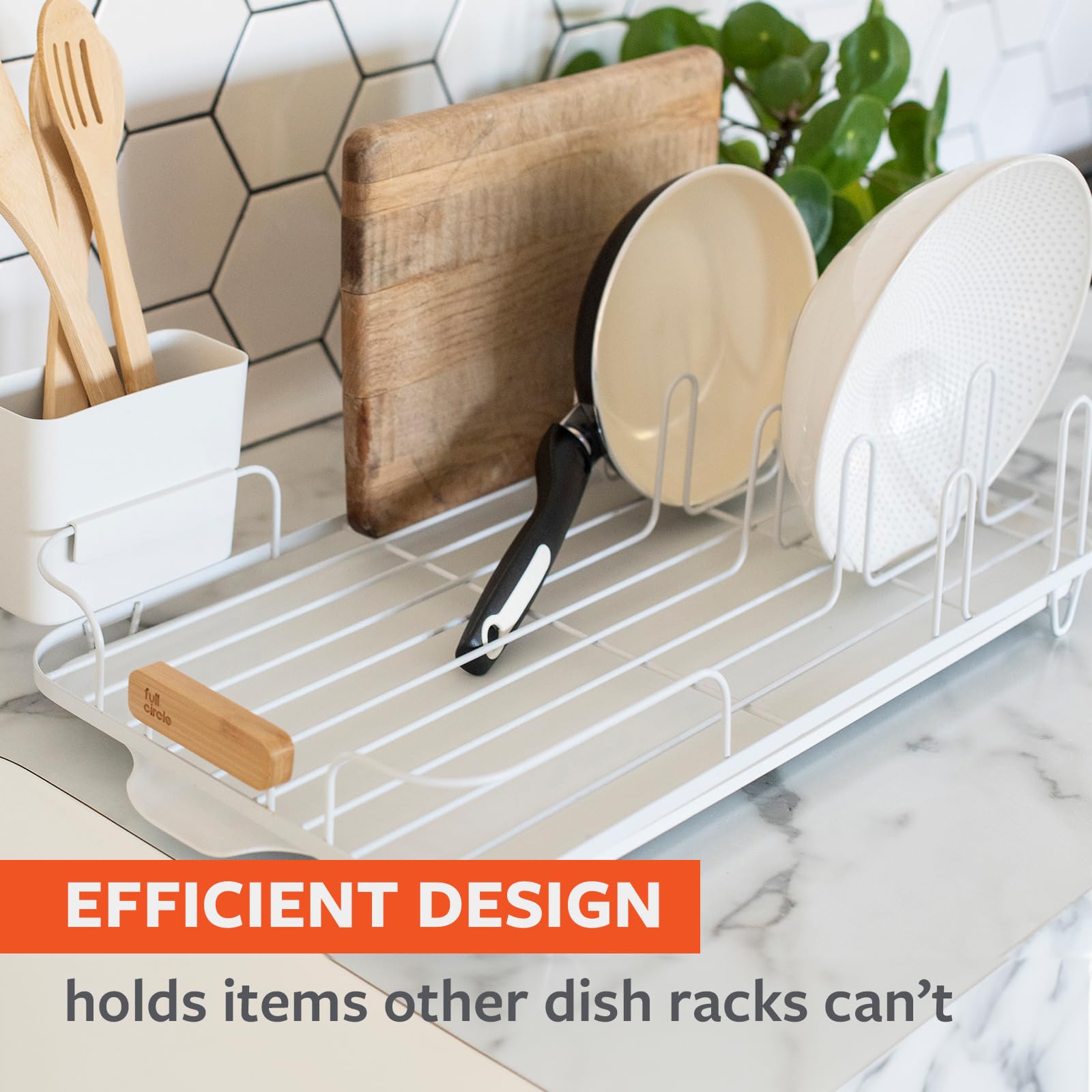 Full Circle Dish Jockey Dish Drying Rack - Space Saving Drying Rack For Kitchen Counter - Stainless Steel And Recycled Plastic D