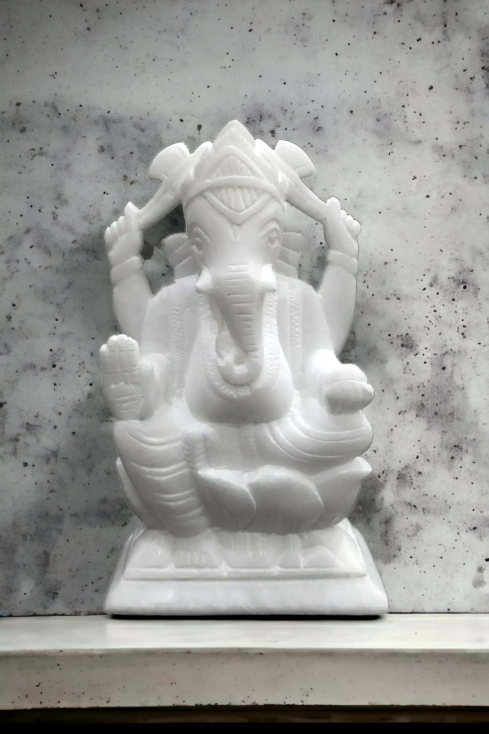 Pooja Creation White Marble Lord Statue Ganesh Idol For Home Use 6 Inch