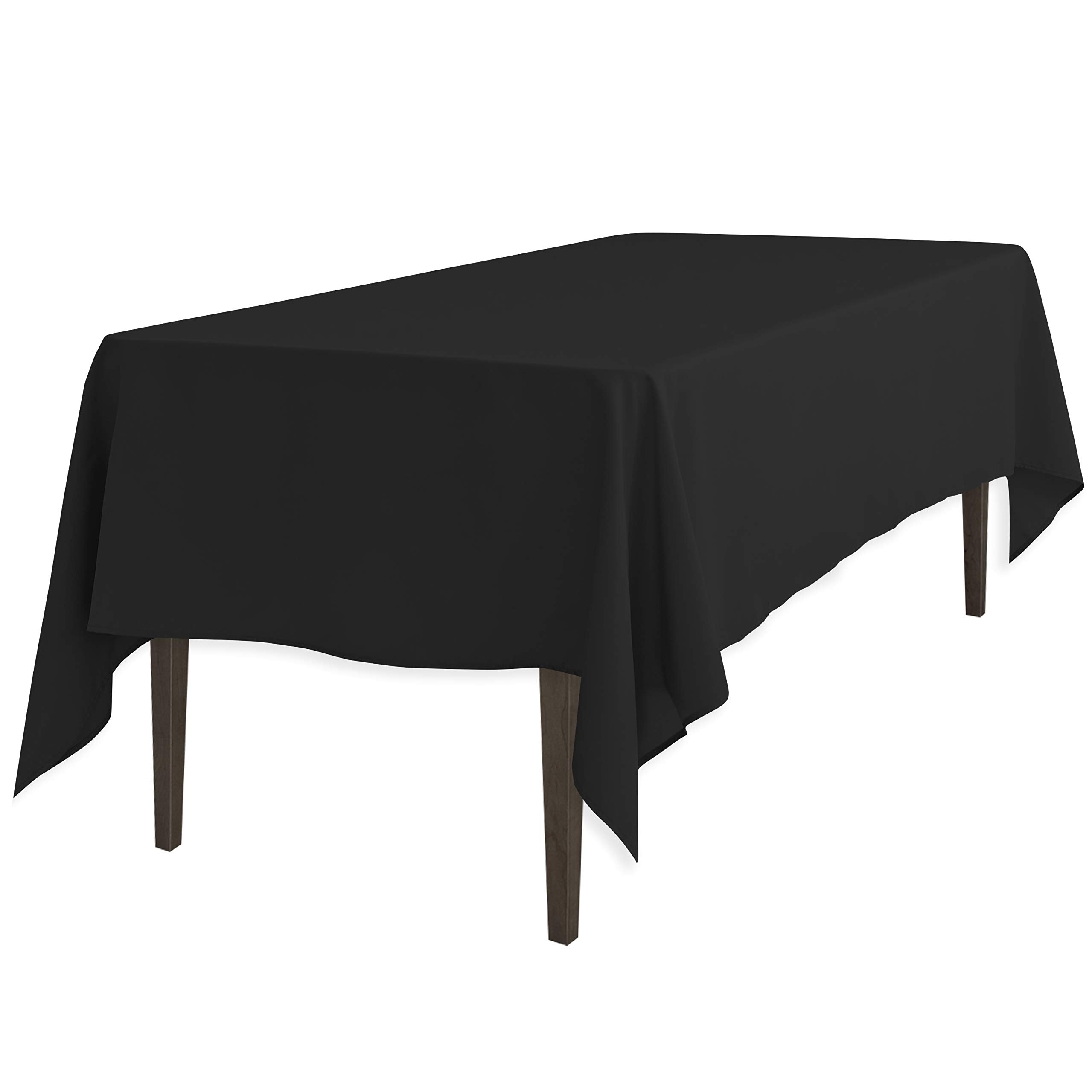 LinenTablecloth 60 x 102-Inch Rectangular Polyester Tablecloth White (Black, 2)