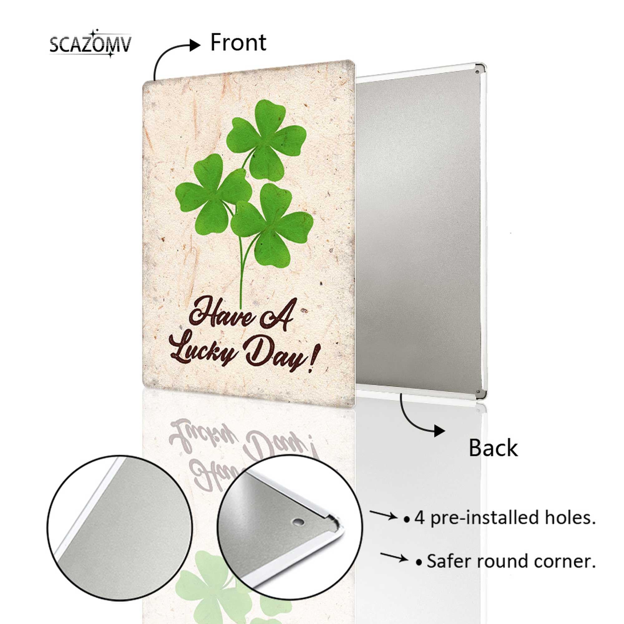 Have A Lucky Day Quote Metal Sign Irish Decor Green Shamrock Print Art Poster Wall Hanging Sign St Patrick Day Lucky House Sign