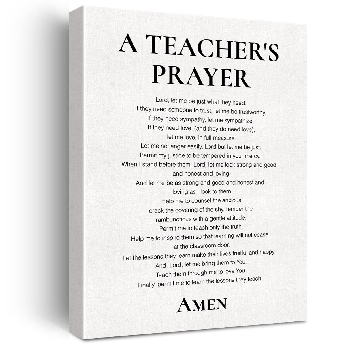 Teacher Canvas Wall Art Motivational a Teachers Prayer Canvas Print Positive Canvas Painting Classroom Wall Decor Framed Christ