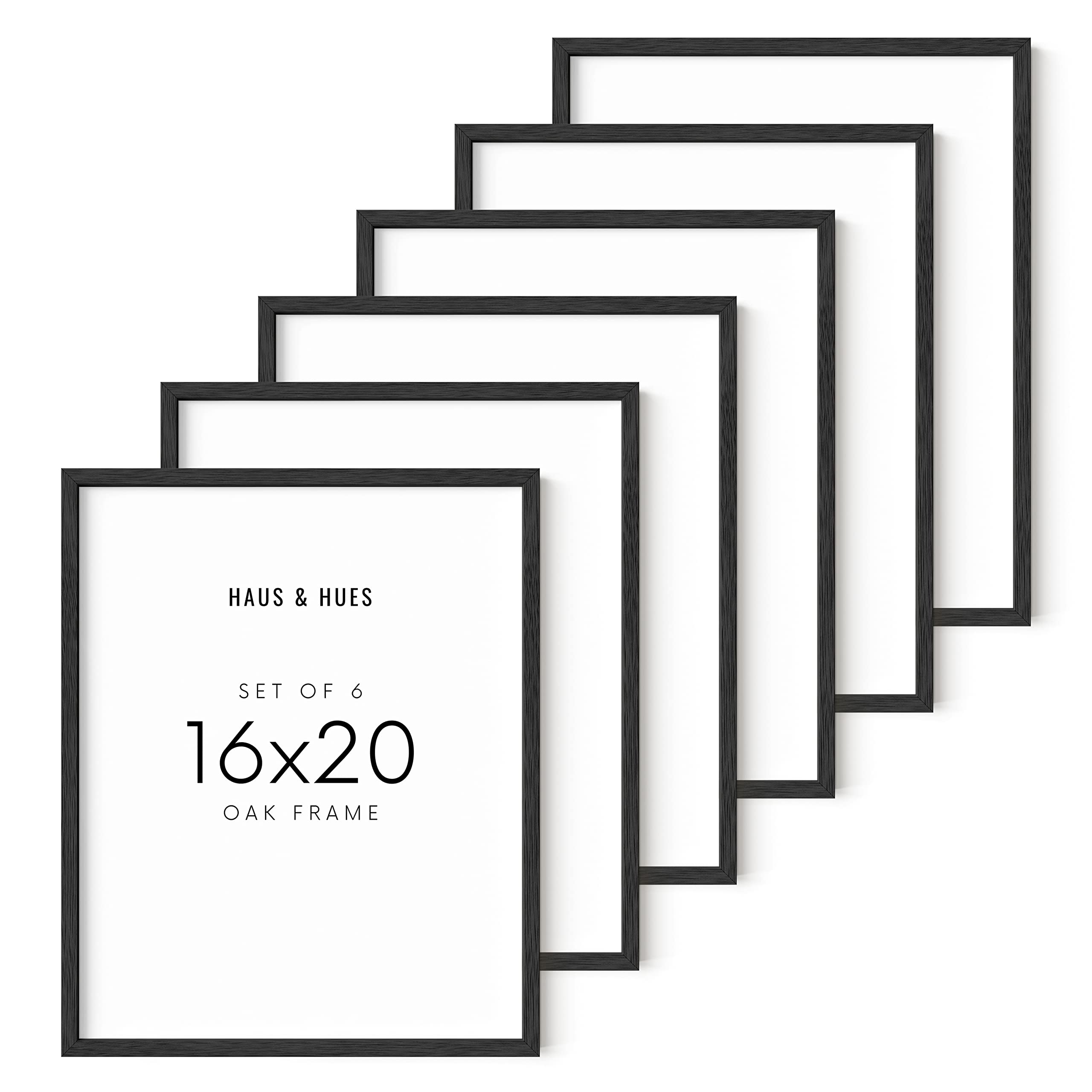 Haus And Hues 16X20 Black Oak Wood Frames Set Of 6 - 16X20 Picture Frames For Wall, 16X20 Black Picture Frame, Poster Frame 16X2
