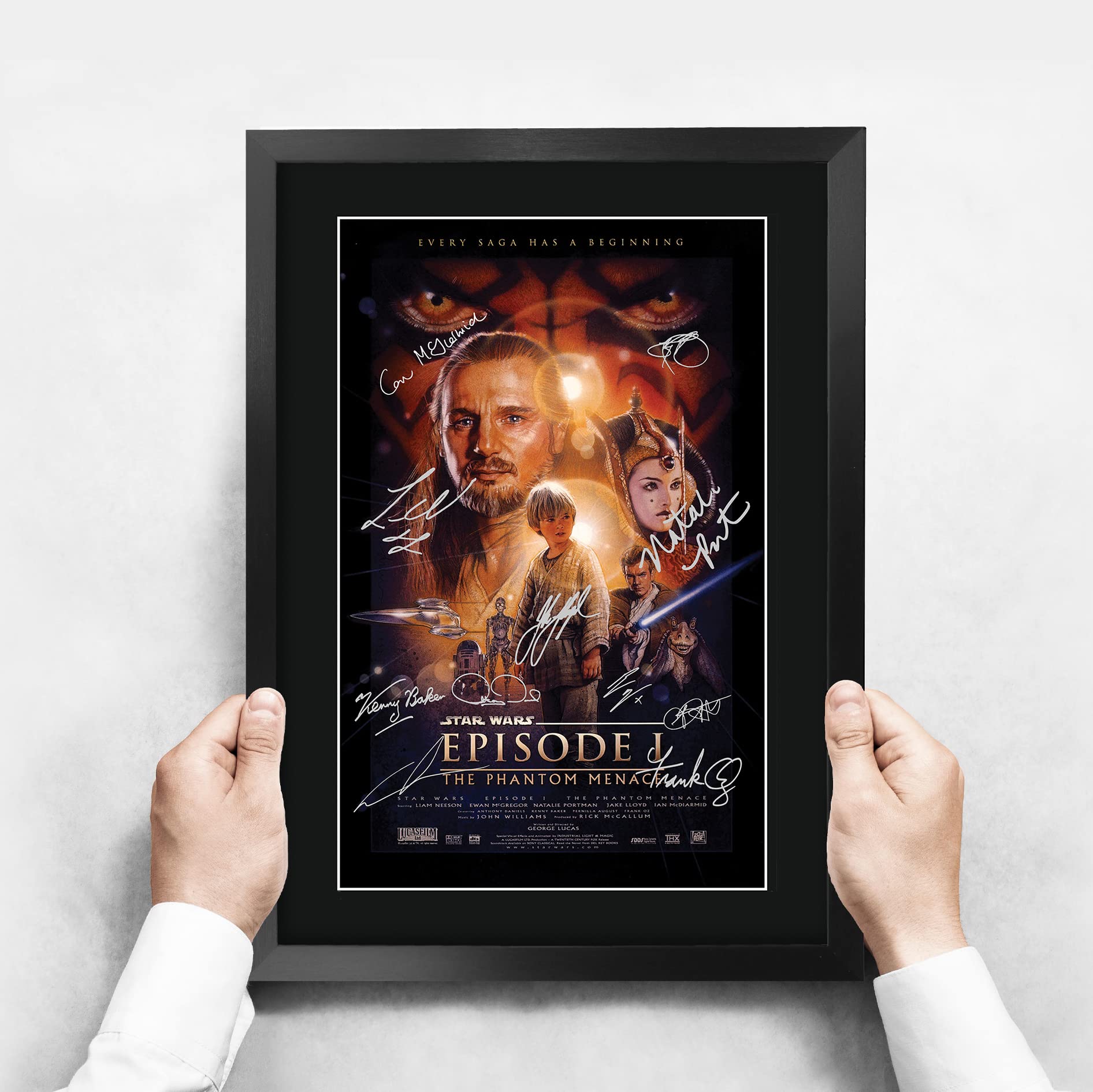 Hwc Trading Star Wars Episode I The Phantom Menace The Cast Liam Neeson Ewan Mcgregor 16 X 12 Inch Framed Gifts Printed Poster S