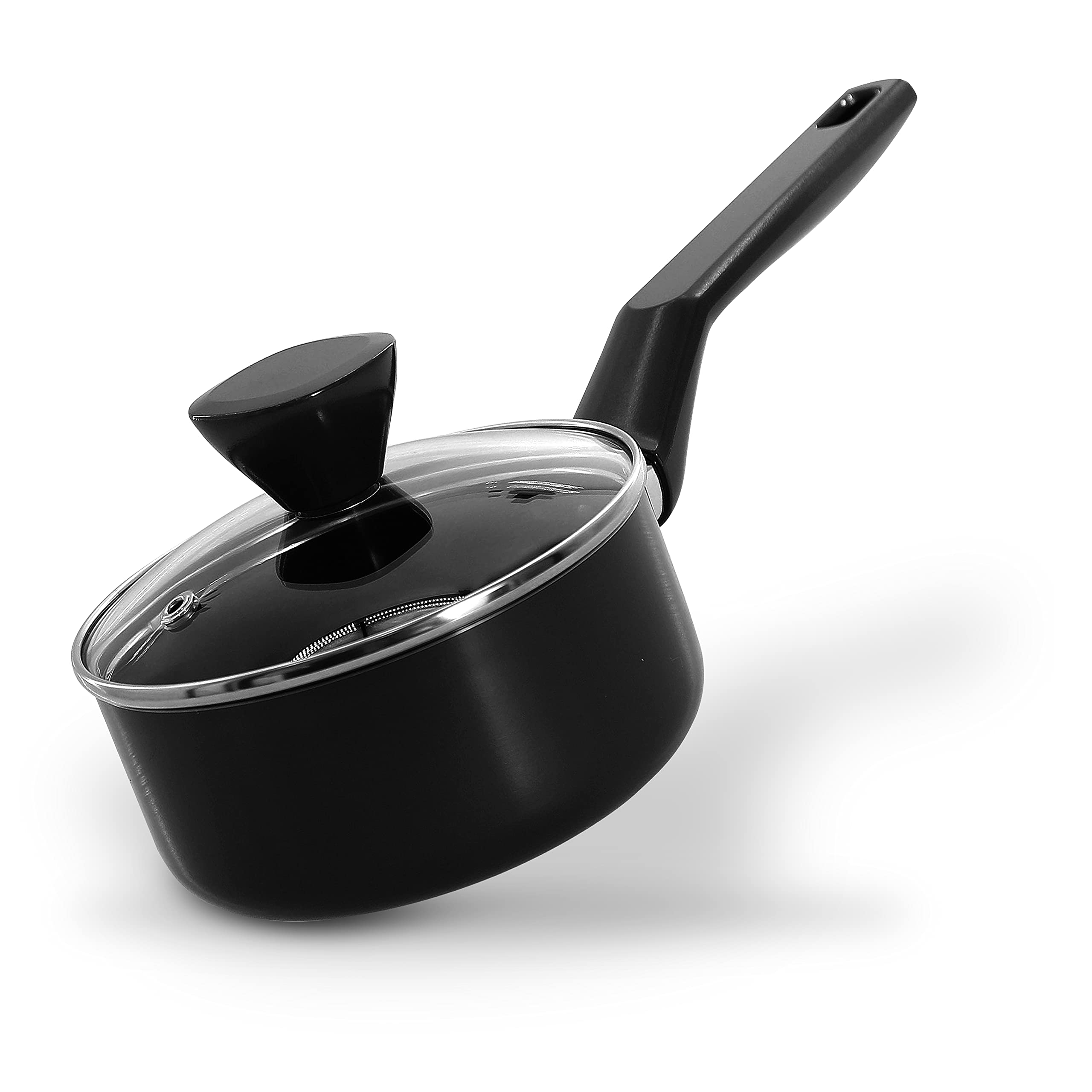 NutriChef Saucepan Pot with Lid  NonStick HighQualified Kitchen Cookware with SeeThrough Tempered Glass Lids, 1 QT. (Works w