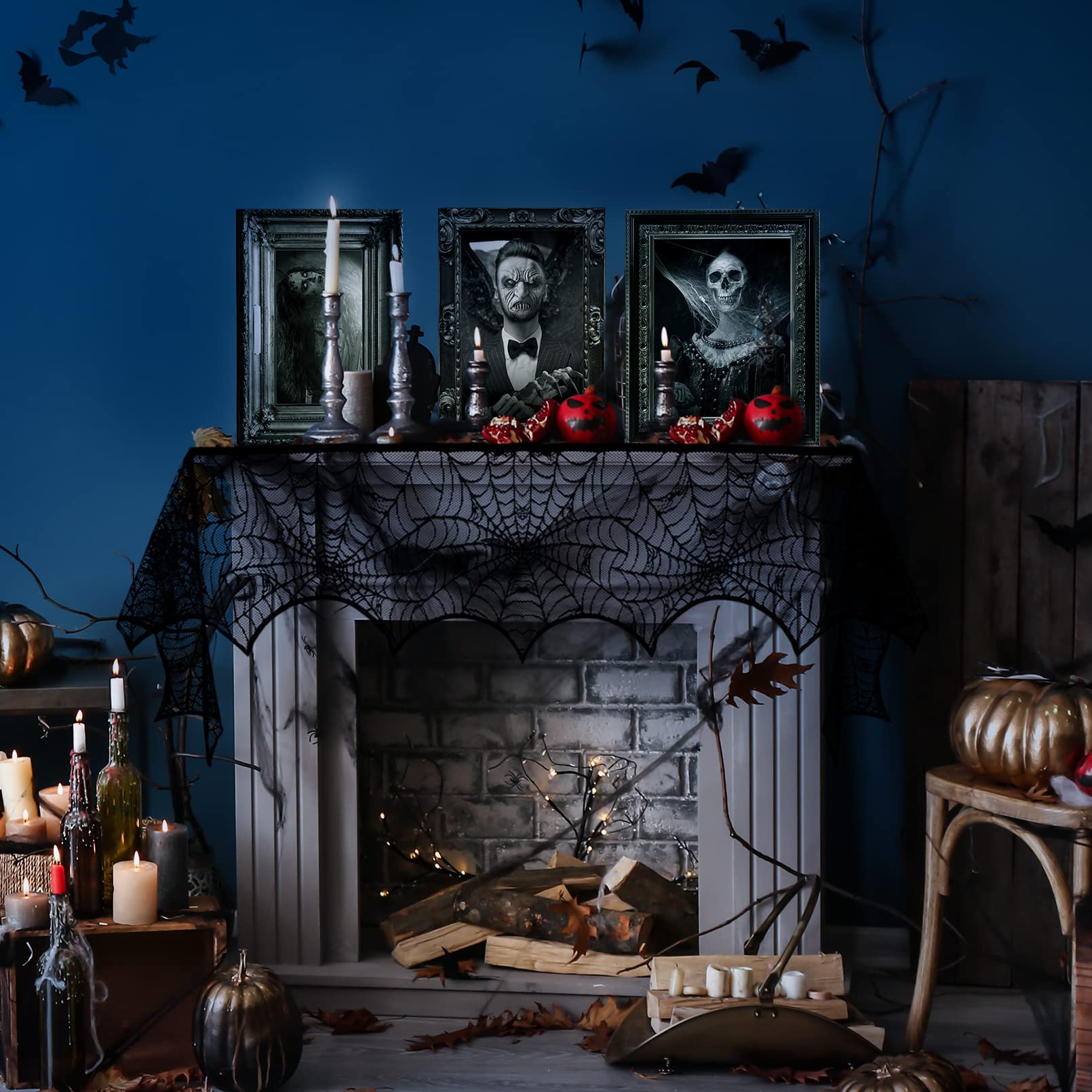 DUAIAI Halloween Decorations  12 Pieces Laminated Halloween Gothic Decor Poster Frames Durable Haunted House Scary Portraits Pictures
