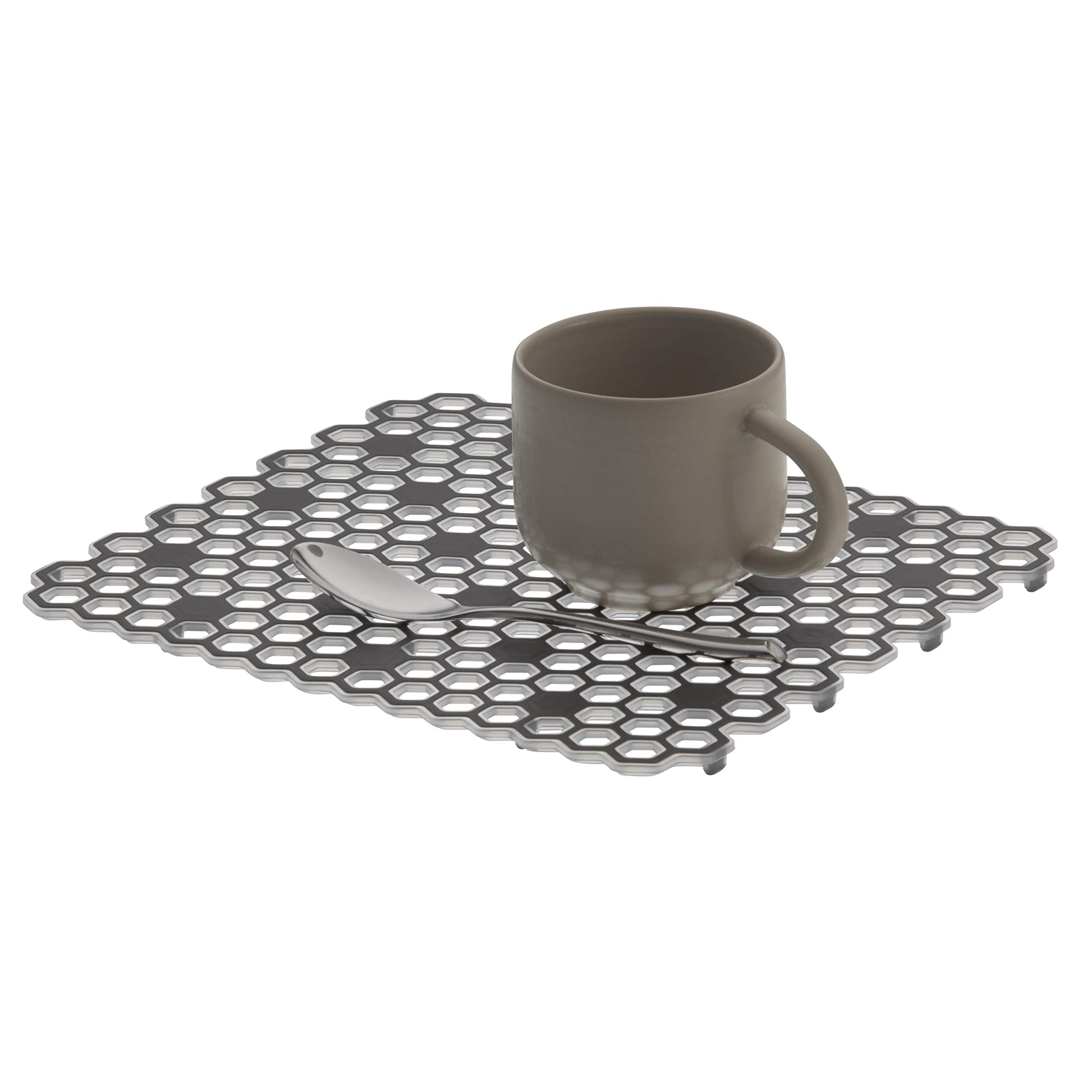 Spectrum Diversified Hexa Small Raised Feet Quick-Drying, Heavy-Duty Protector With Non-Slip Surface, Mat For Dual Sinks, Frost/