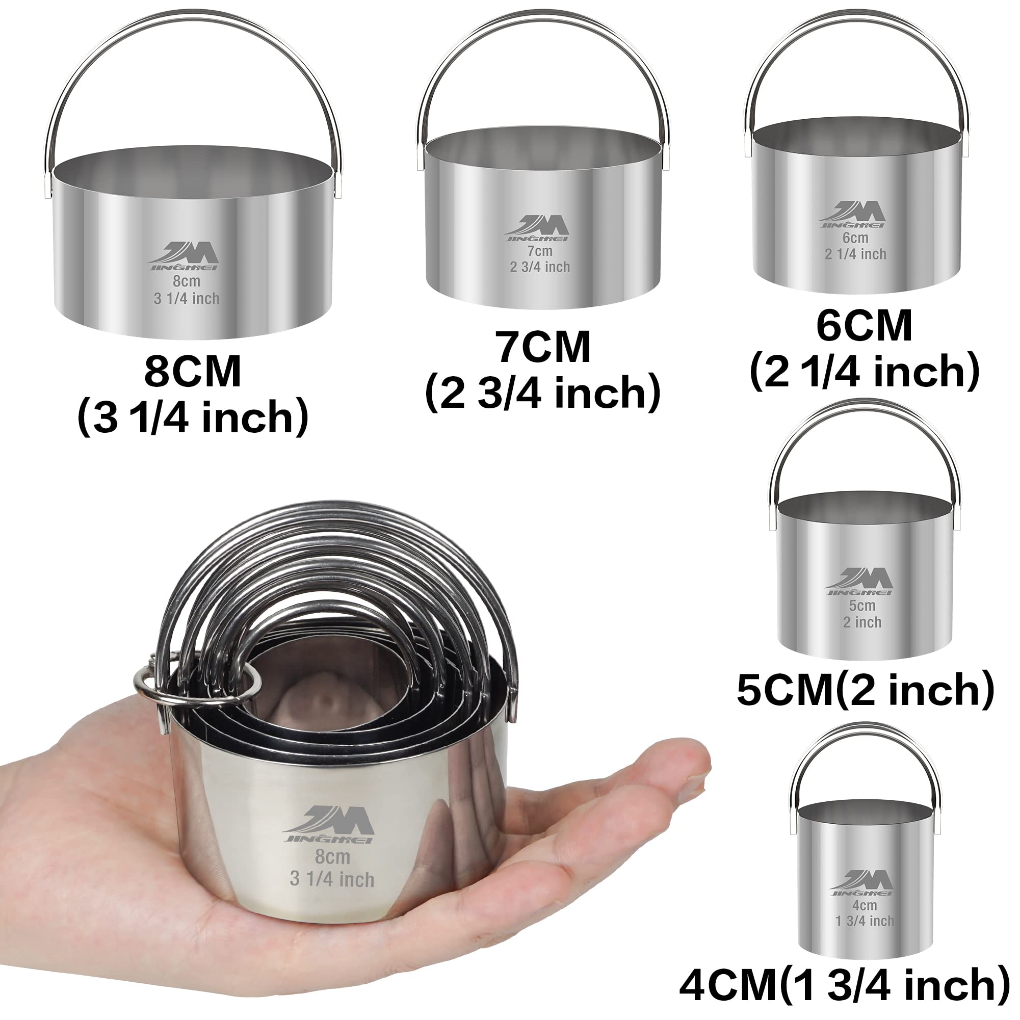 M JINGMEI Biscuit Cutter Set for baking (5 Pieces/Set)  Round Cookies Cutter with Handle  Professional Baking Dough Tools