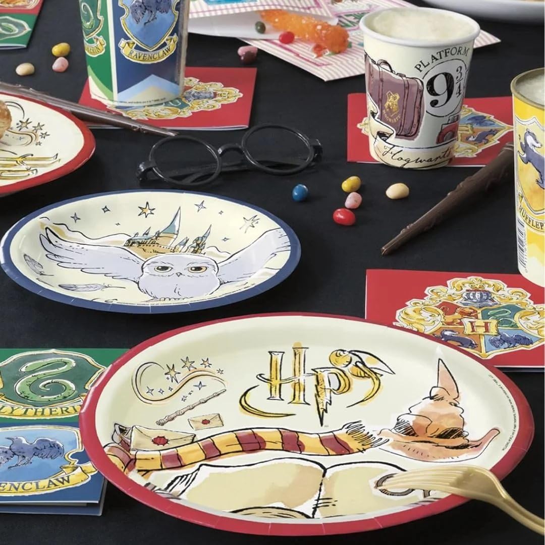 Harry Potter Round Dinner Plates - 9'' | Magical Multicolor Design, Perfect Party Supplies For Birthday Celebrations & Themed Ev