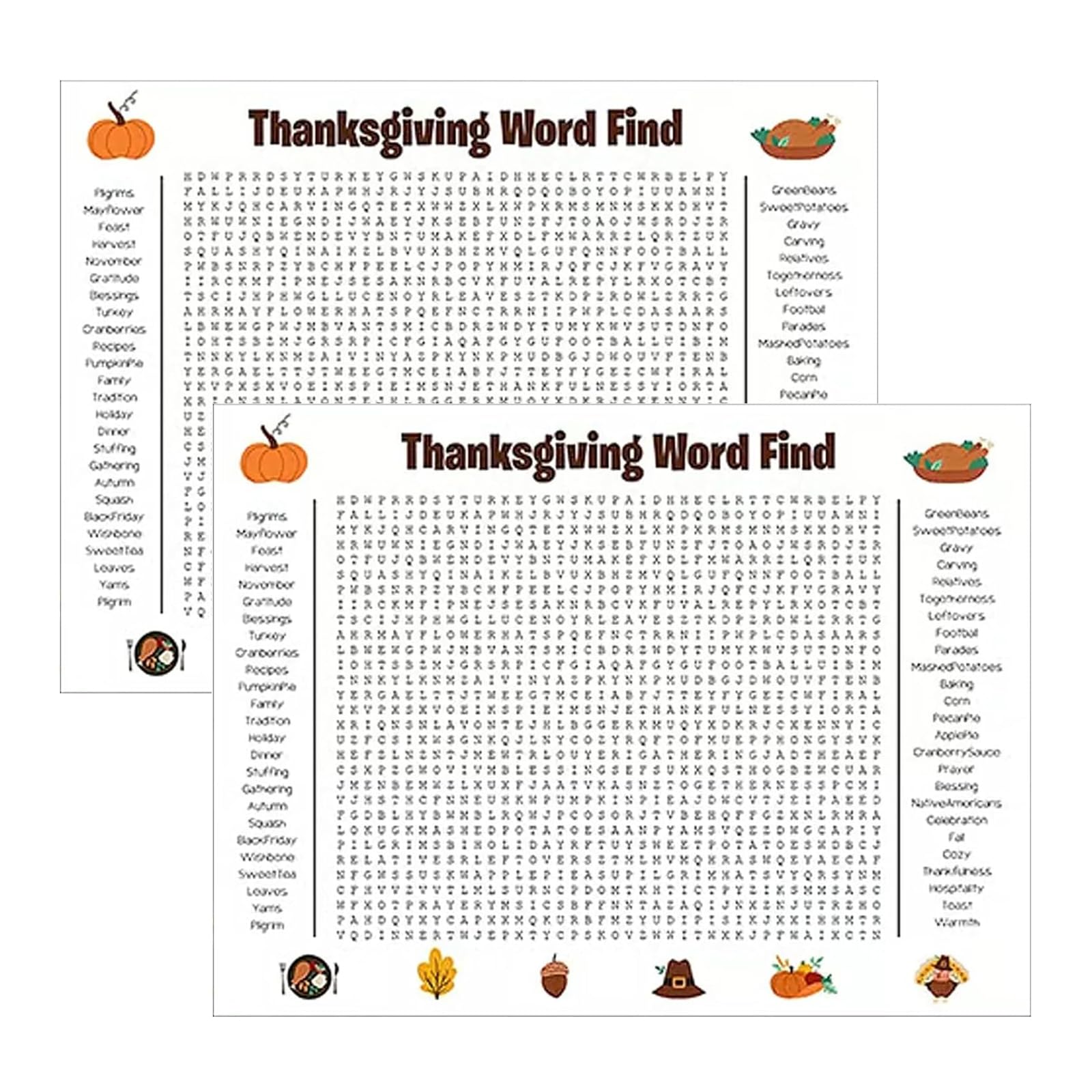Jumbo Thanksgiving Word Search Poster - Giant 36X24 Wall Game, 2026 New Giant Thanksgiving Activity Poster, Family Holiday Party
