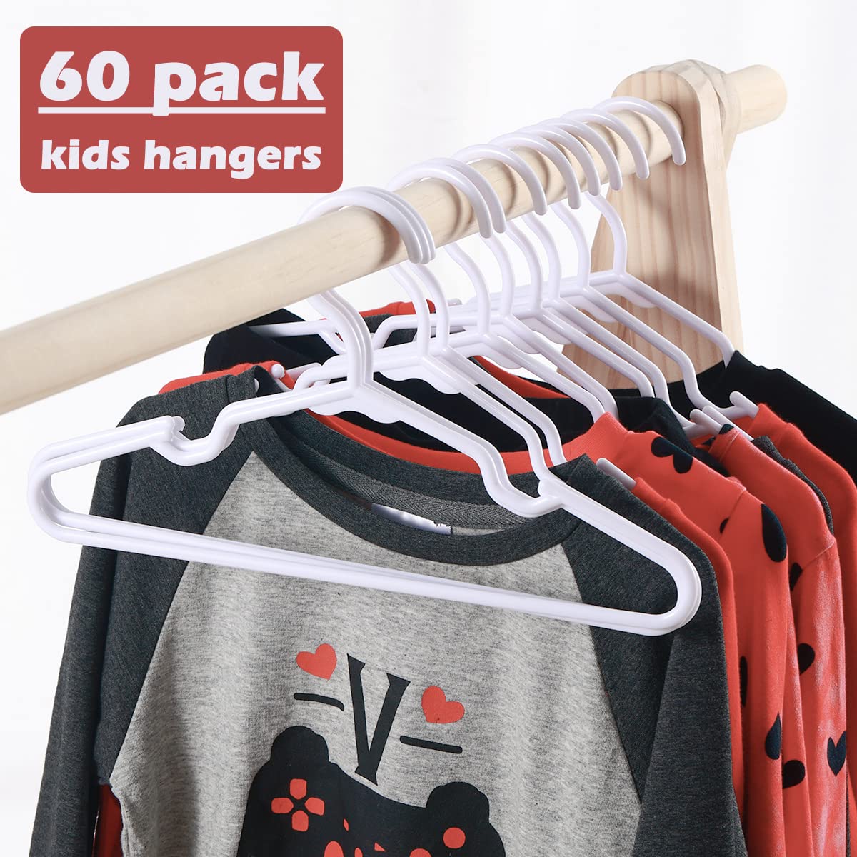 60 Pack Baby Hangers For Closet White Plastic Kids Hangers Clothes Hangers Non Slip Baby Hangers For Nursery Toddler Heavy Duty