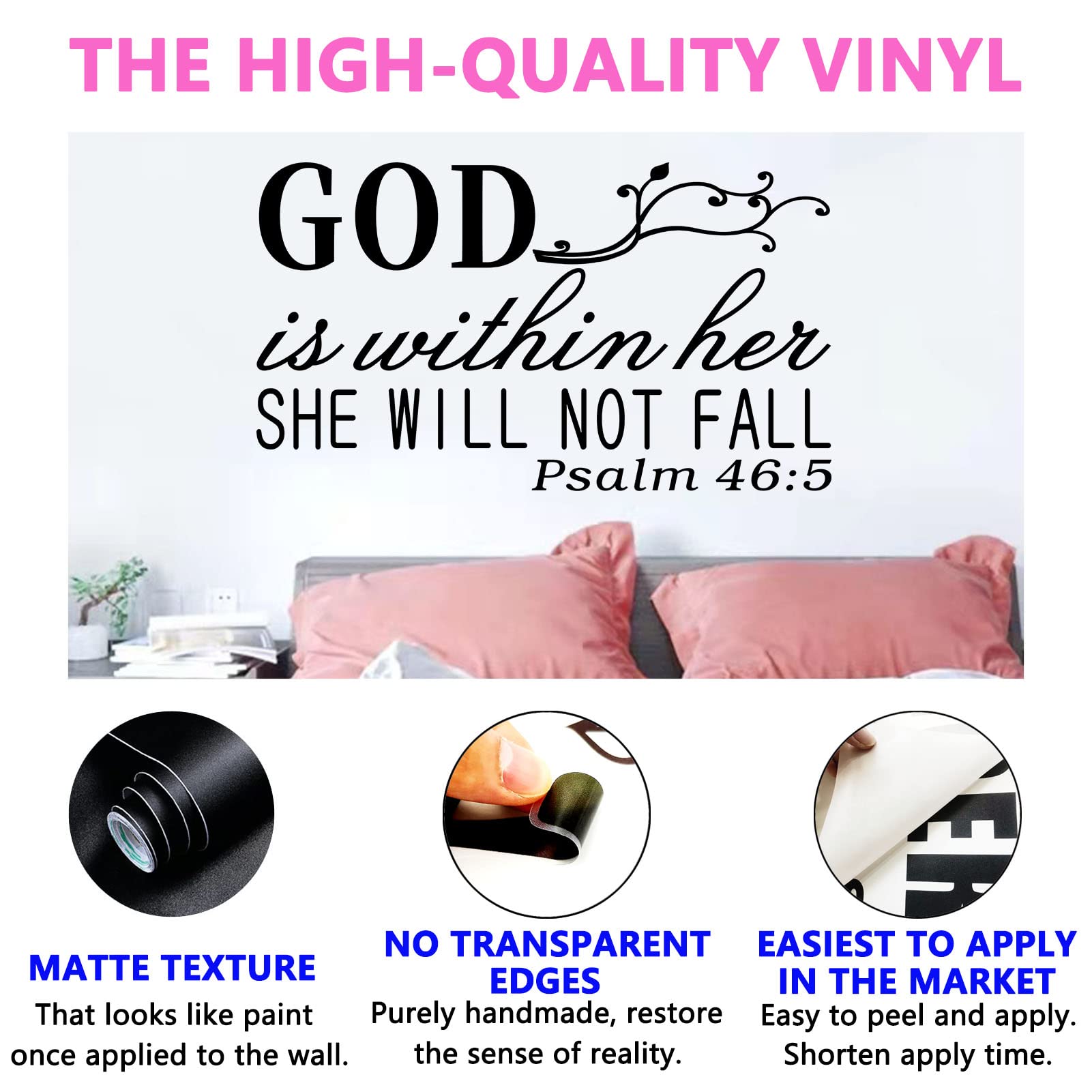 Seatune Wall Decals For Women, Wall Decals For Bedroom, God Quotes Bible Verse Christian Religious Prayer Jesus Faith Positive V