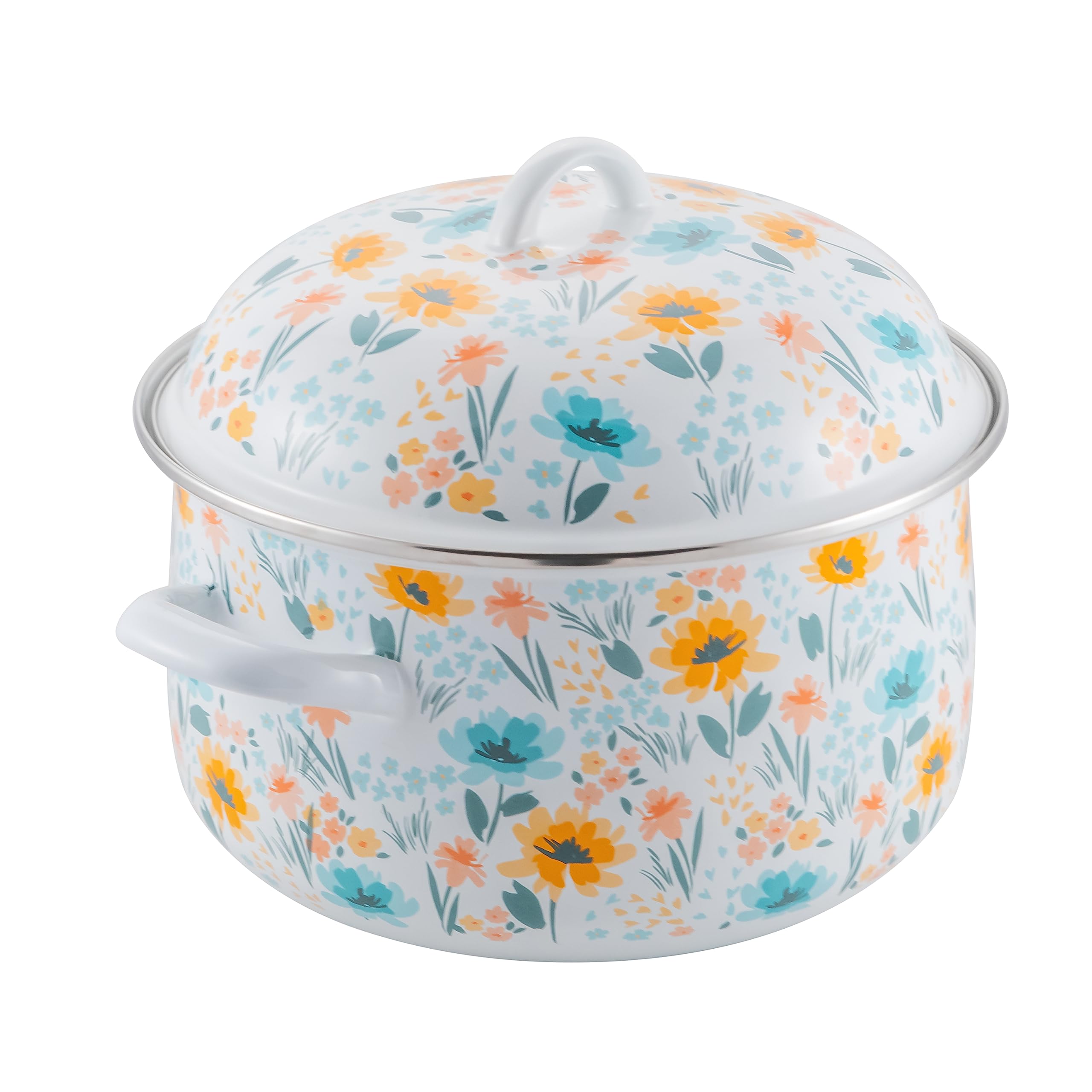 McSunley 6Qt Porcelain Enamel Dutch Oven - Floral Design, Model 239