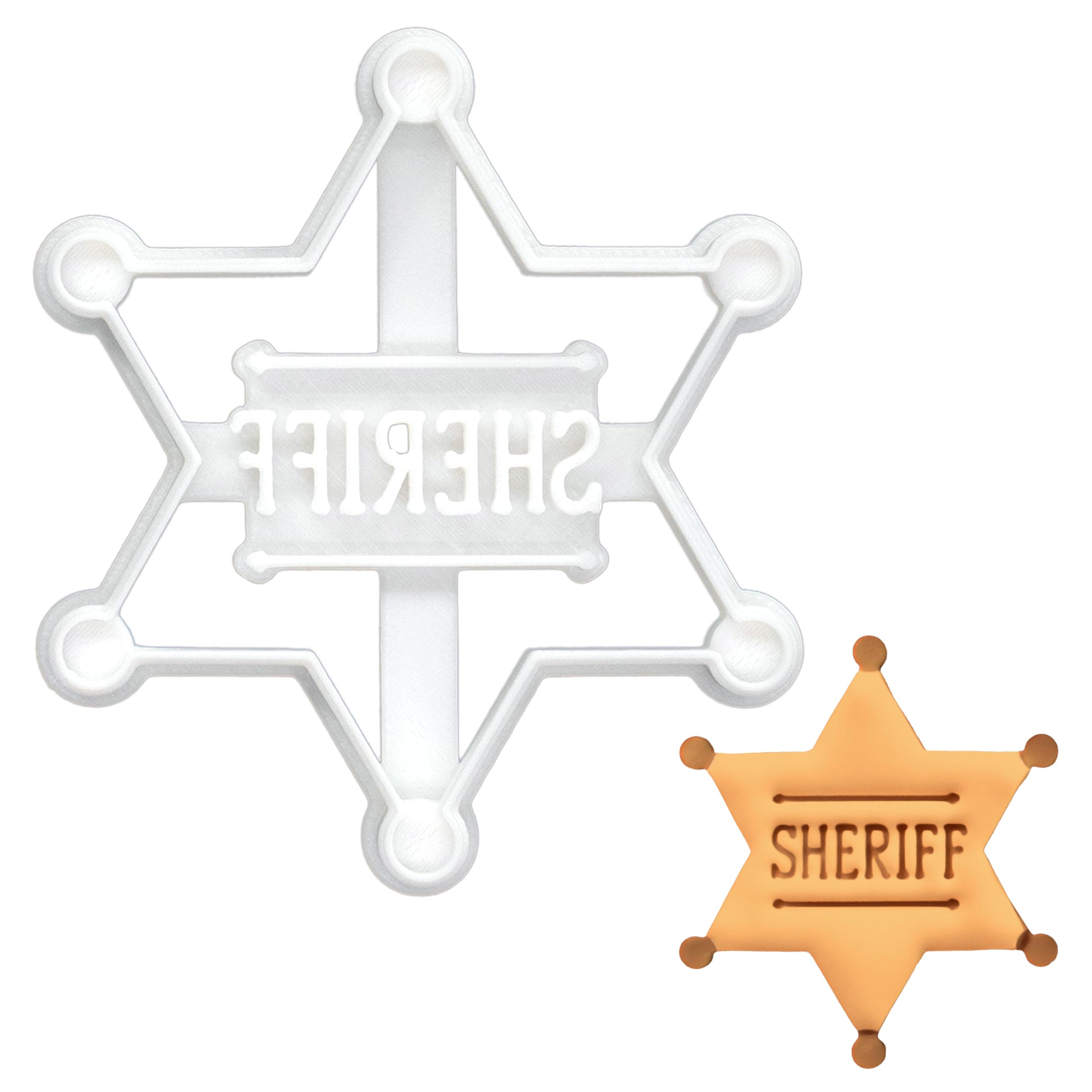 BAKERLOGY Sheriff Badge Cookie Cutter - Detailed Biscuit Cutter Design for Baking and Crafts, ideal on fondant, dough, clay