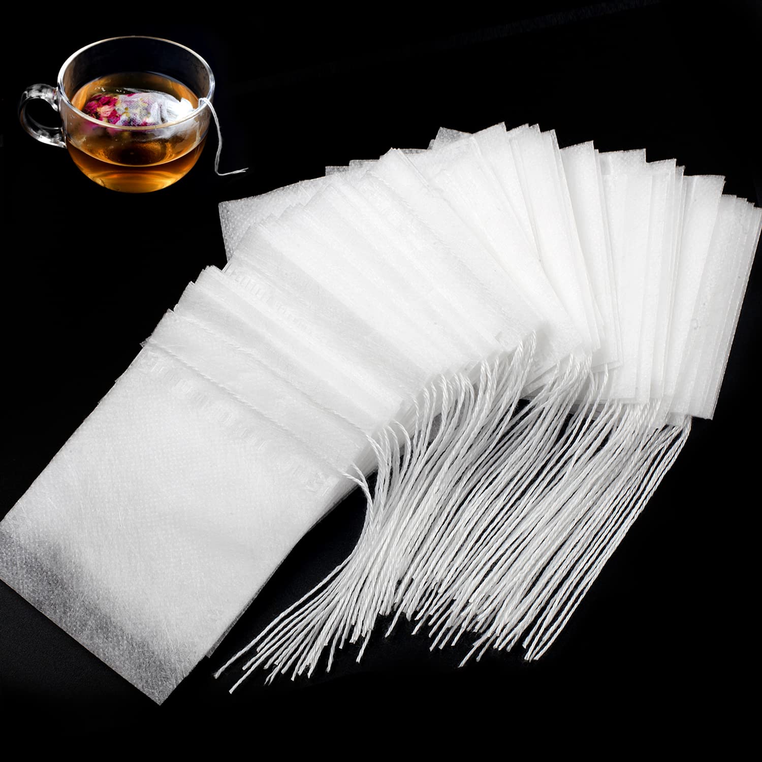400Pcs Disposable Tea Bags For Loose Leaf Tea, Biodegradable Tea Filter Bags With Drawstring, Corn Fiber Empty Tea Bags For Loos