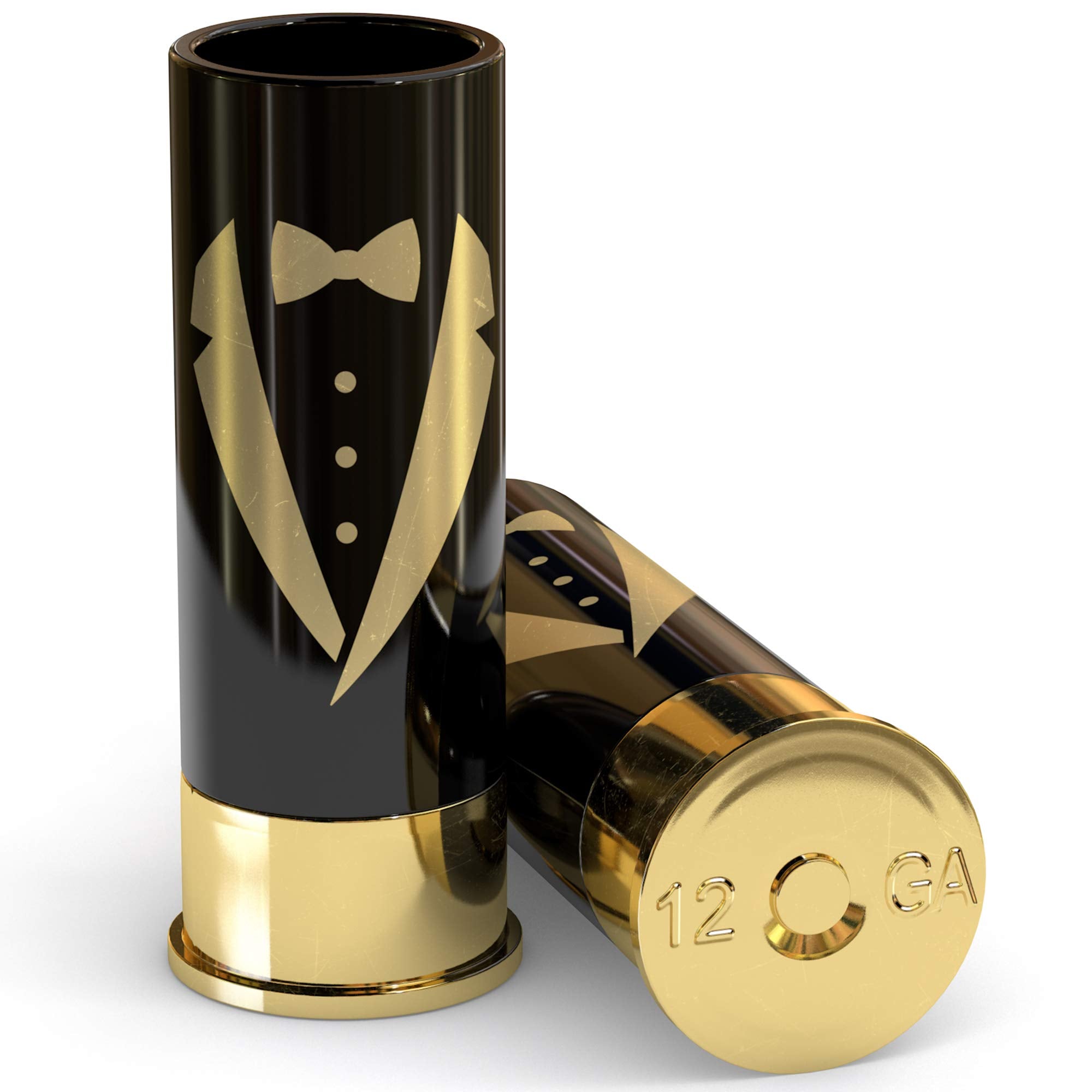 Old Southern Brass The Original 12 Gauge Shot Glasses Set Of 4 - Groomsmen Tuxedo - American Owned & Operated - Lifetime Guarent