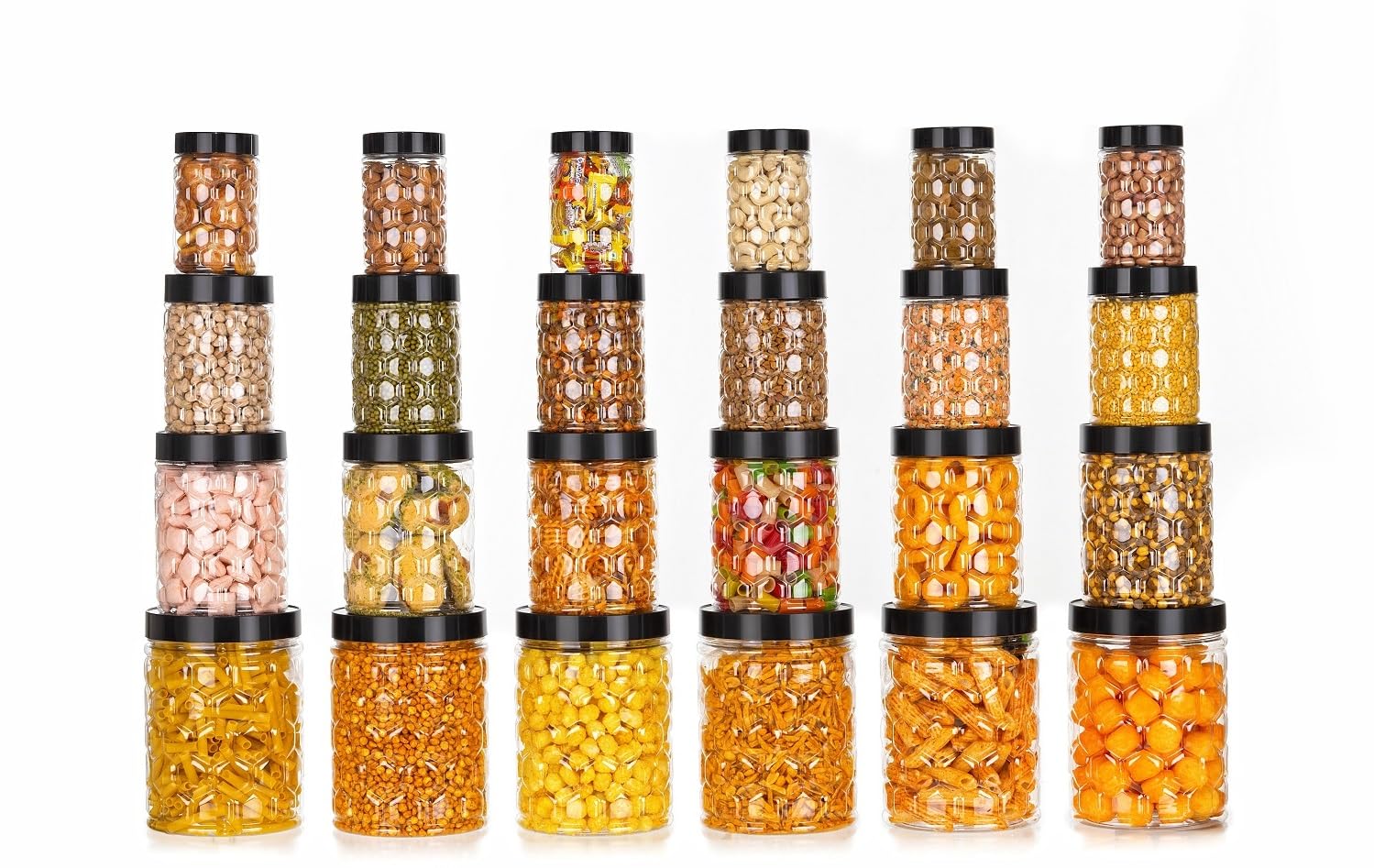 Nariya Plastic Pet Storage Jar And Container, Set Of 24 Bpa Free Food Grade Canisters Air Tight Jars For Kitchen |Plastic Masala