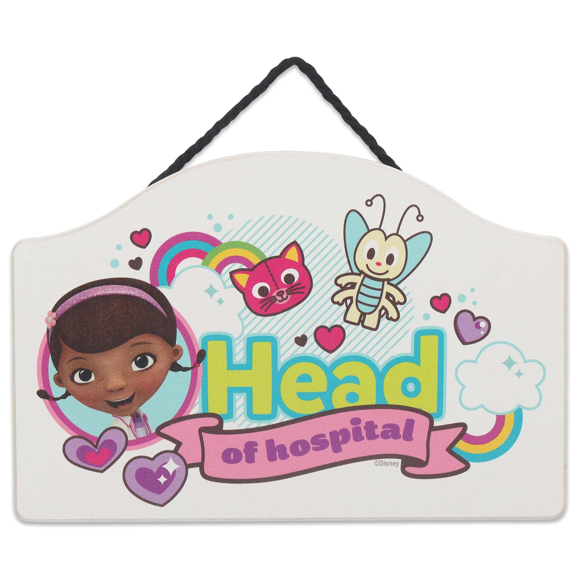 Disney Doc McStuffins Head of Hospital Hanging Wood Wall Decor - Cute Doc McStuffins Sign for Bedroom or Playroom