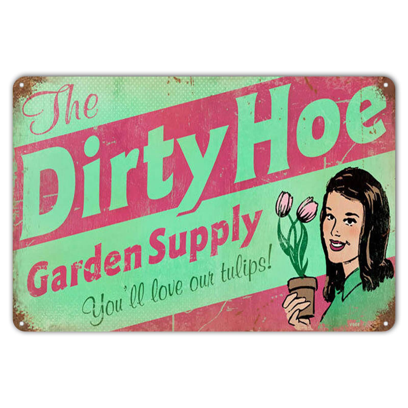 ZYPENG Tin Sign Personalized Wall Decor Retro Dirty Hoe Garden Sign, Vintage Cafe Coffee & Bar, Metal Signs 12 x 8 inches