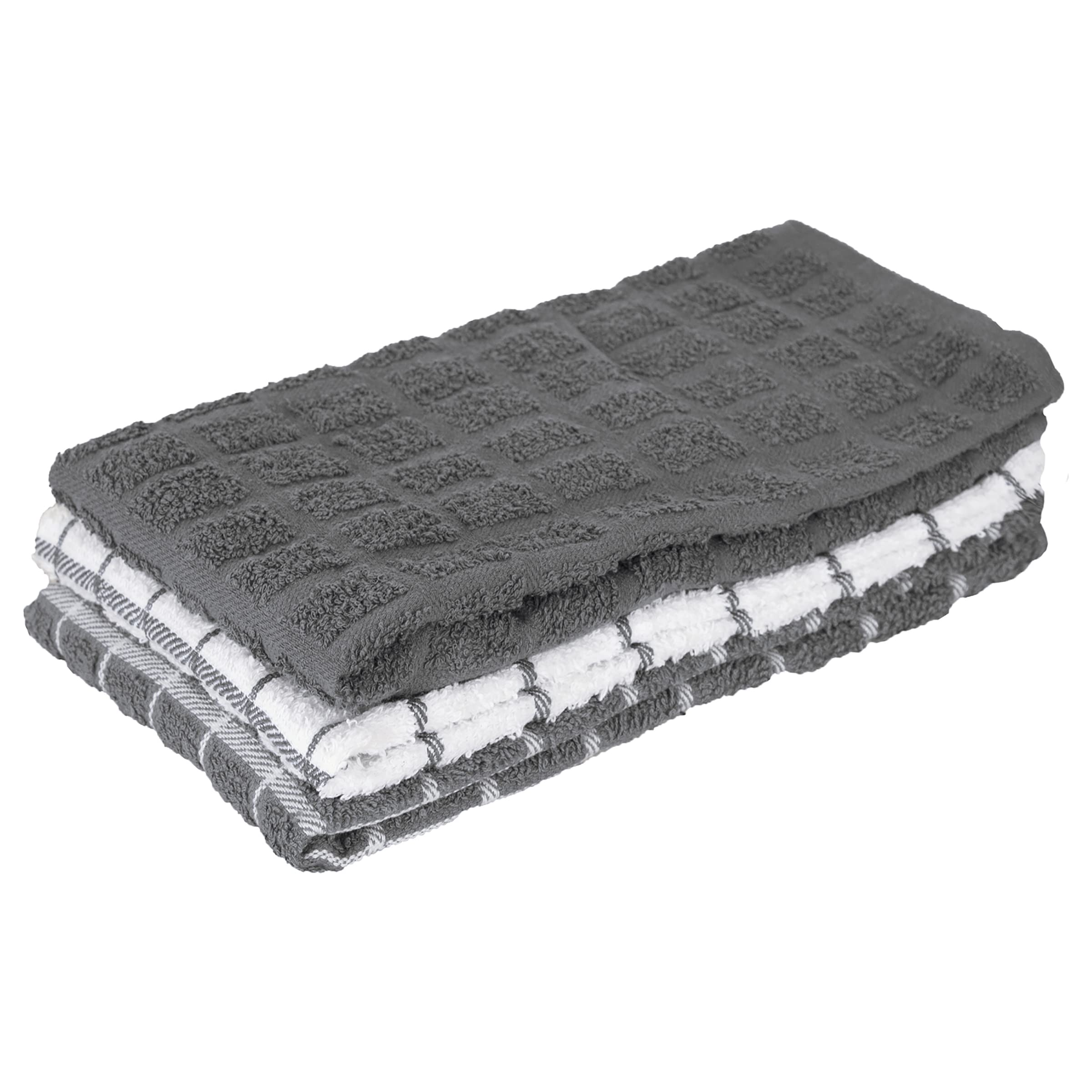 Ritz Terry Check Kitchen Towels: Highly Absorbent & Super Soft - 100% Cotton, Durable Kitchen Cleaning Cloths For Wiping Tables