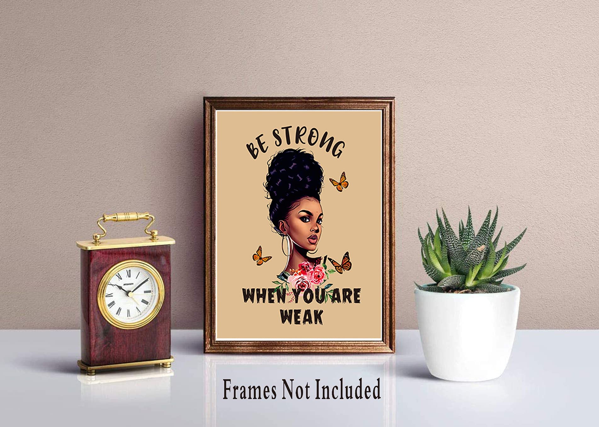 Motivational Black Girl Wall Art,Black Girl Inspirational Quotes Art Painting,Minimalist Modern Queen Beauty,Set Of 4 (8''X 10''