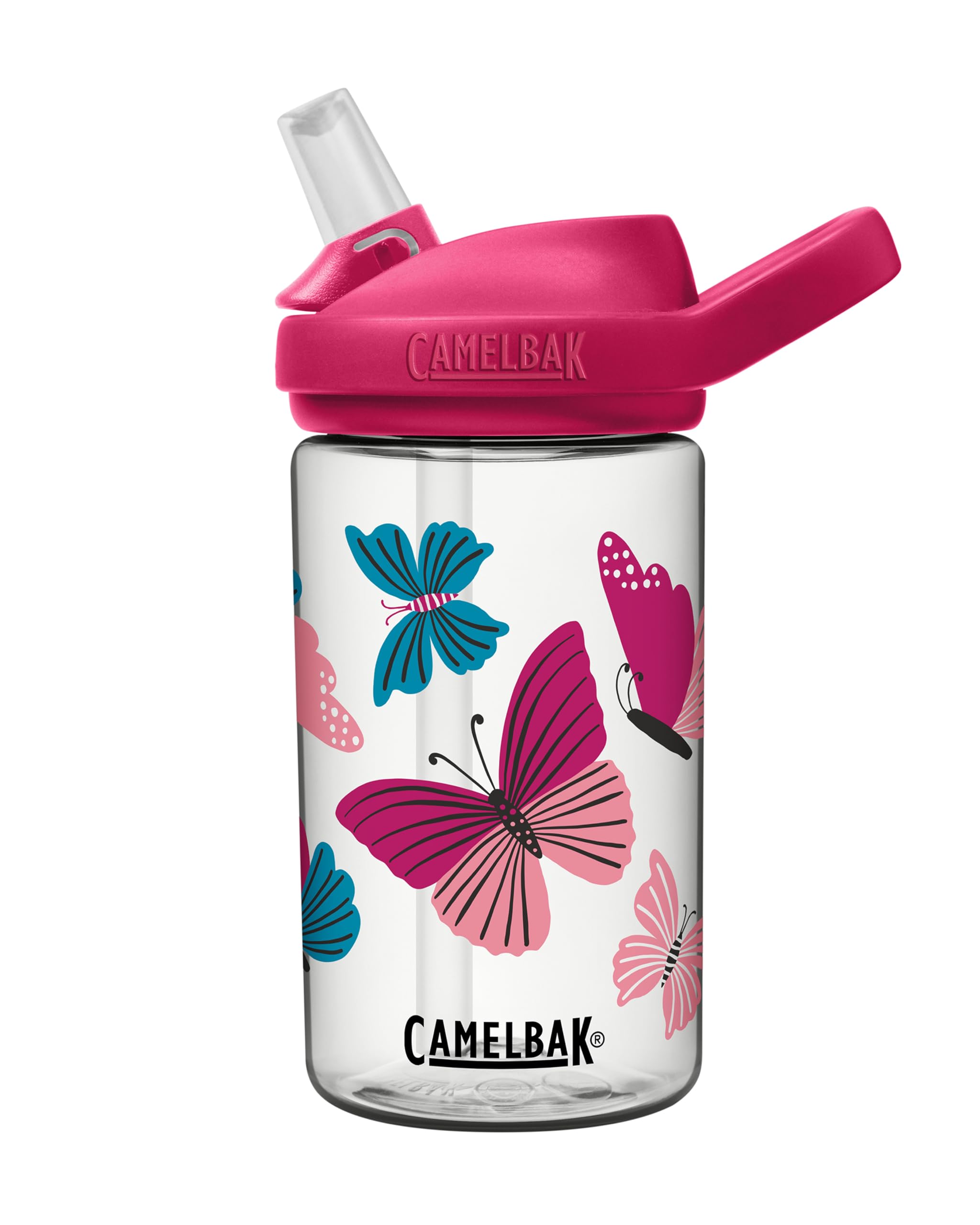Camelbak Eddy+ 14Oz Kids Water Bottle With Tritan Renew - Straw Top, Leak-Proof When Closed, Colorblock Butterflies