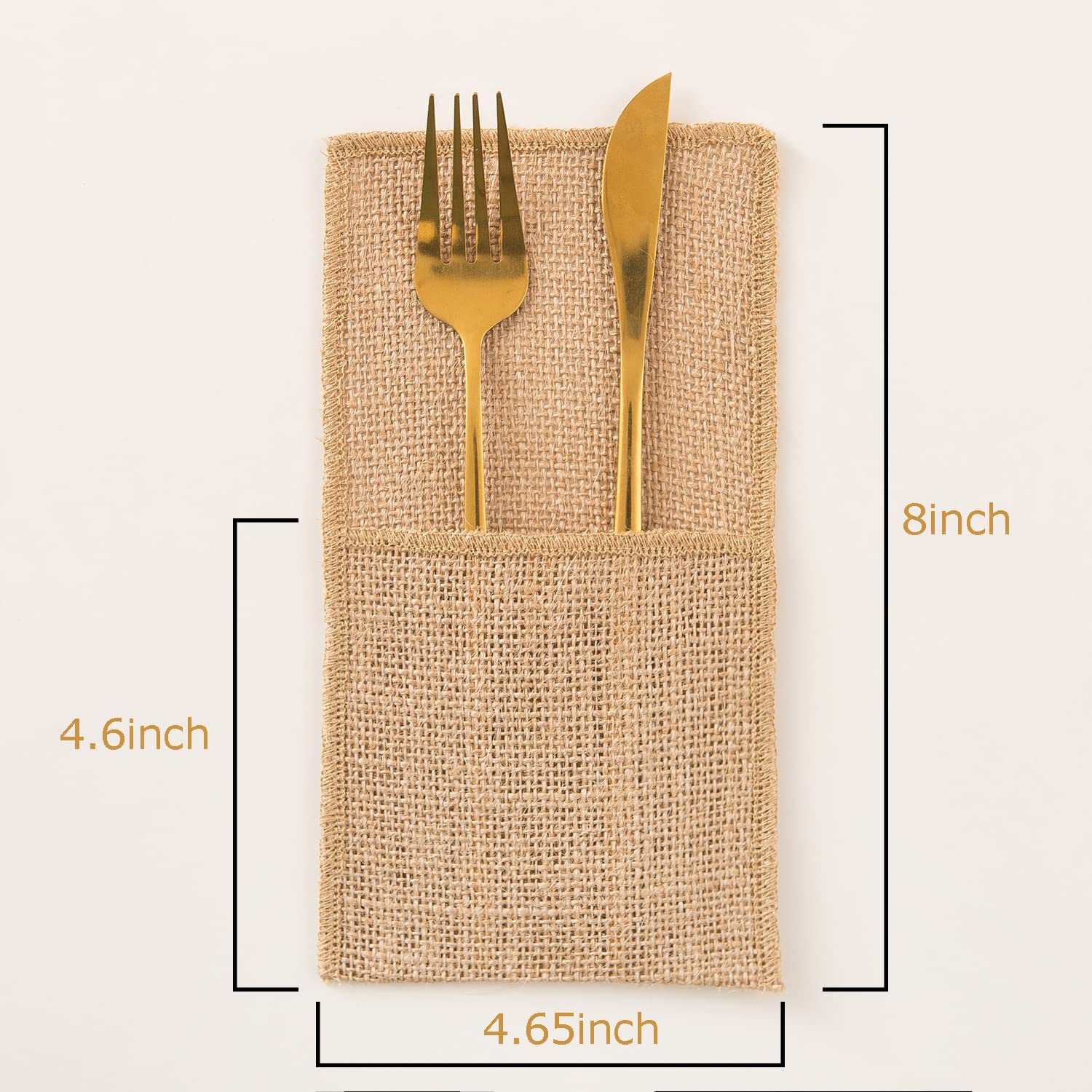 Aokqya 10Pcs Burlap Utensil Holder Pouch Silverware Pouch For Table Cutlery Holder Table Decorations (Natural)