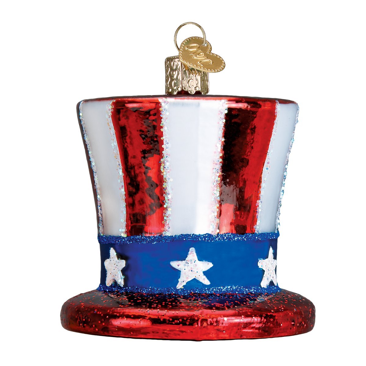 Old World Christmas Glass Blown Ornament Uncle Sams Hat (36206)