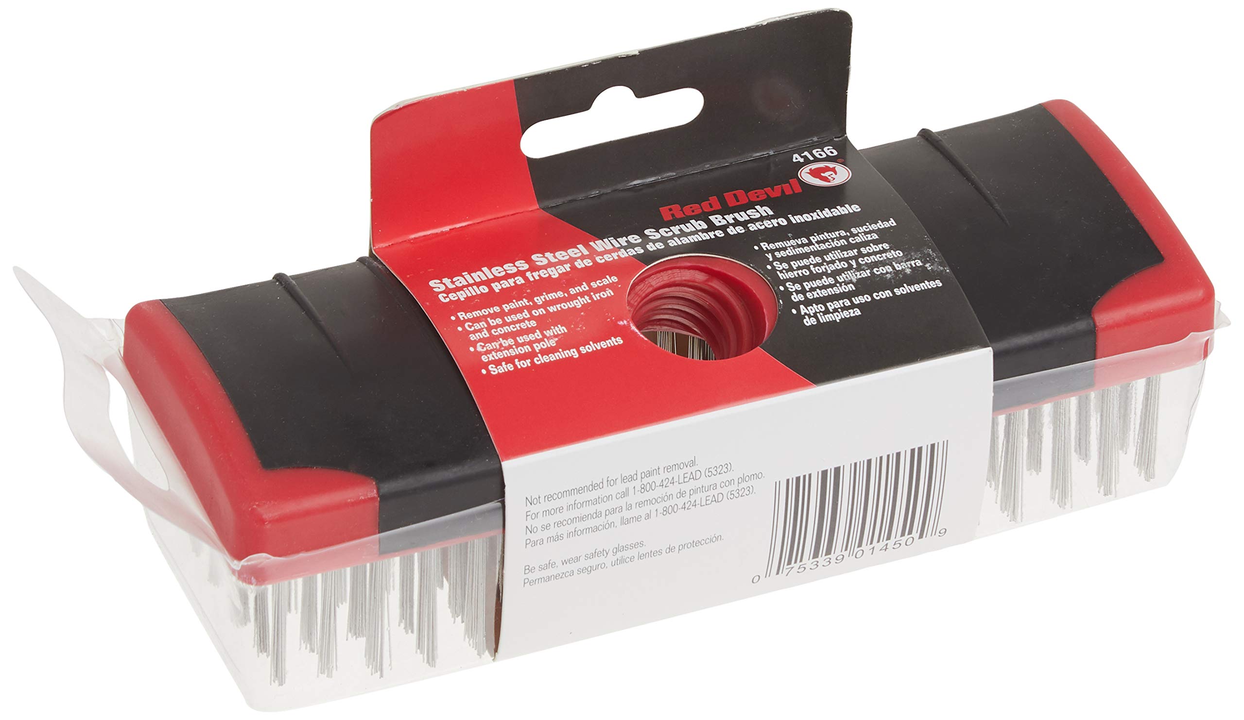 Red Devil 4166 Soft Grip Stainless Steel Scrub Brush, 7''