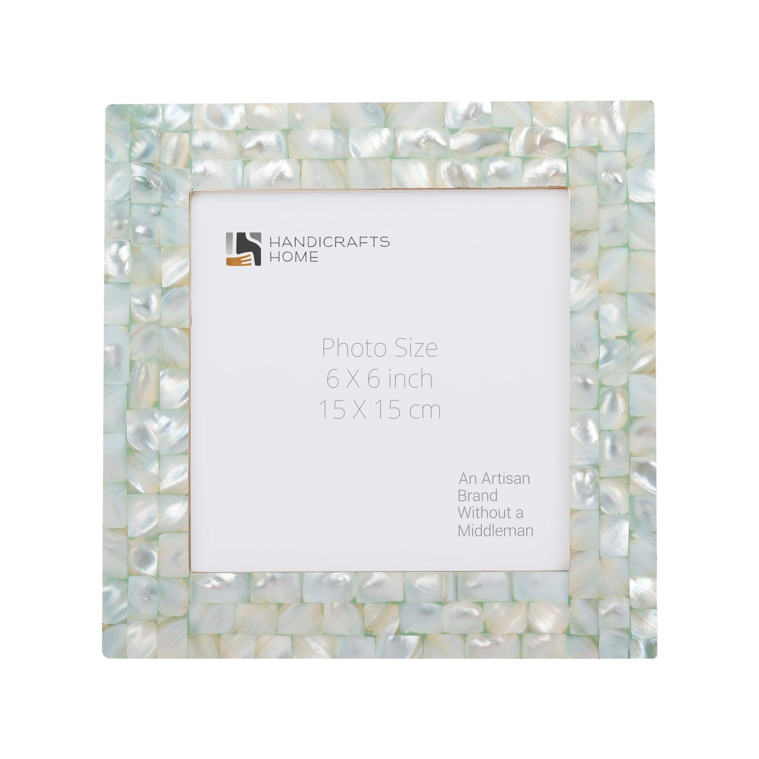 Handicrafts Home 6X6 Picture Frame Mother Of Pearl Collection- Handcrafted Small Frame For Living Room, Wall Decor, Office Desk 