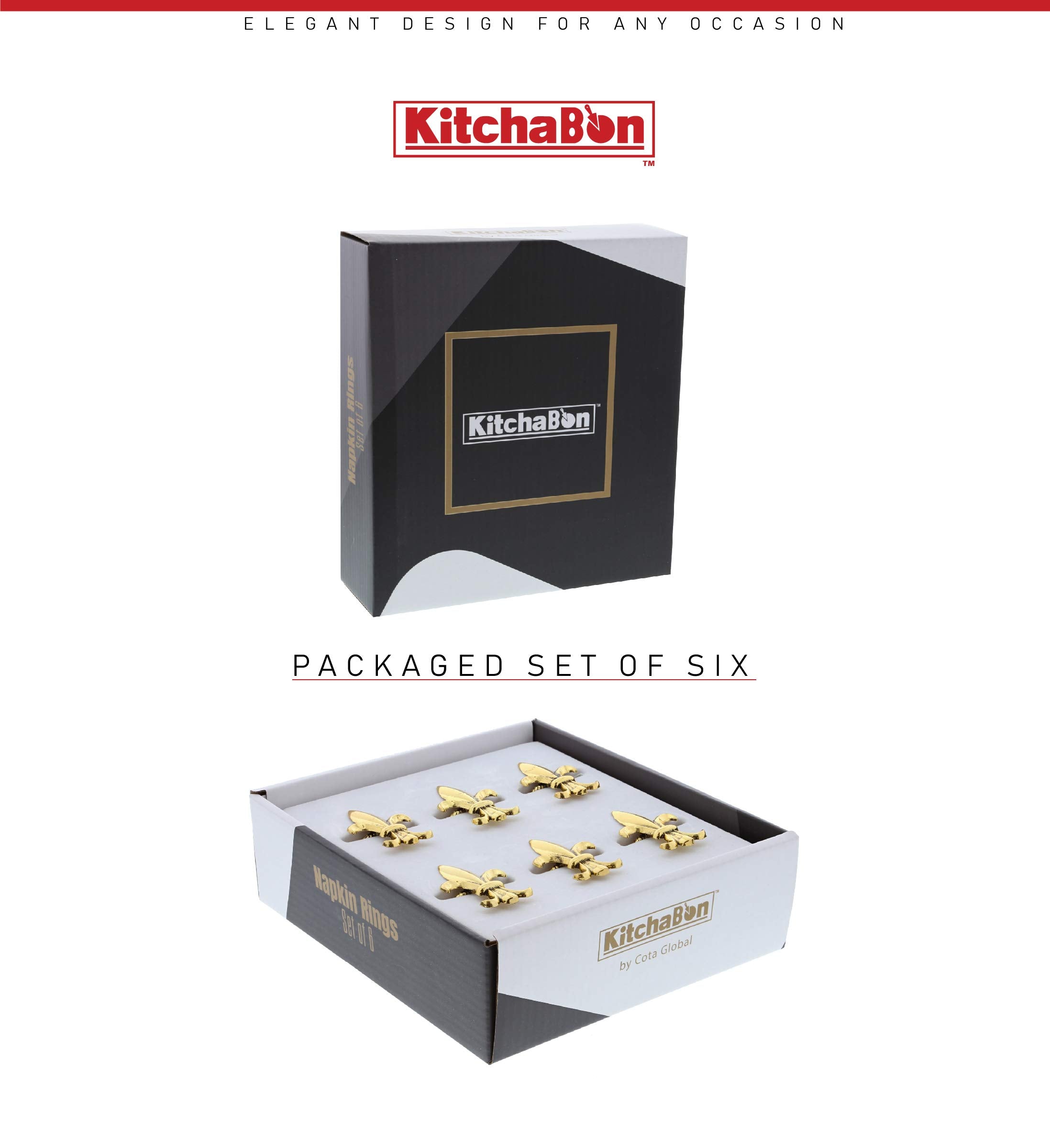 Kitchabon Gold Napkin Rings Set Of 6 - Elegant Metal Gold Napkin Holder Ring Bands, Fancy Table Centerpiece Napkin Rings For Hol