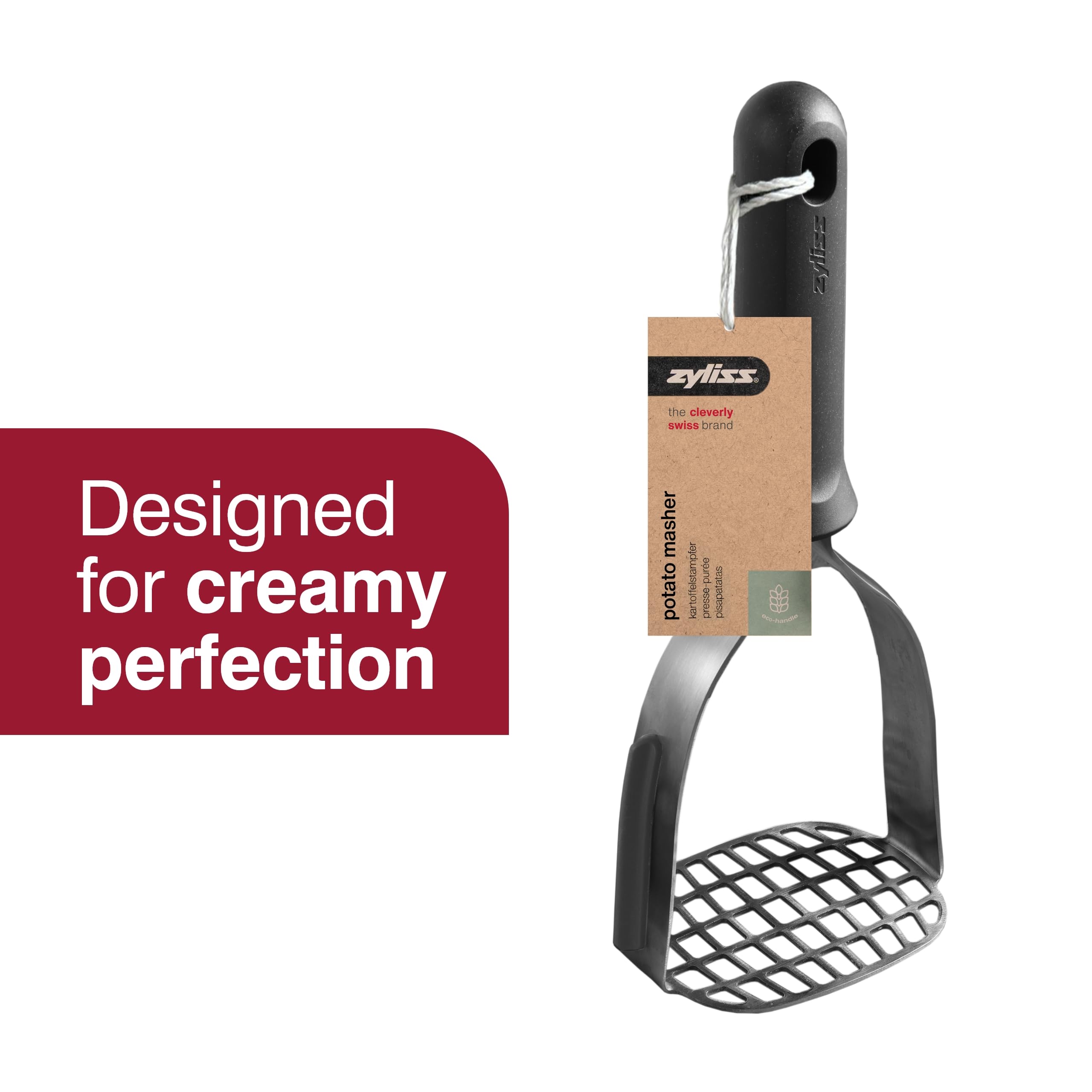 Zyliss Stainless Steel Potato Masher - Manual Vegetable Smasher - Dishwasher-Safe - Gray - Model E980270