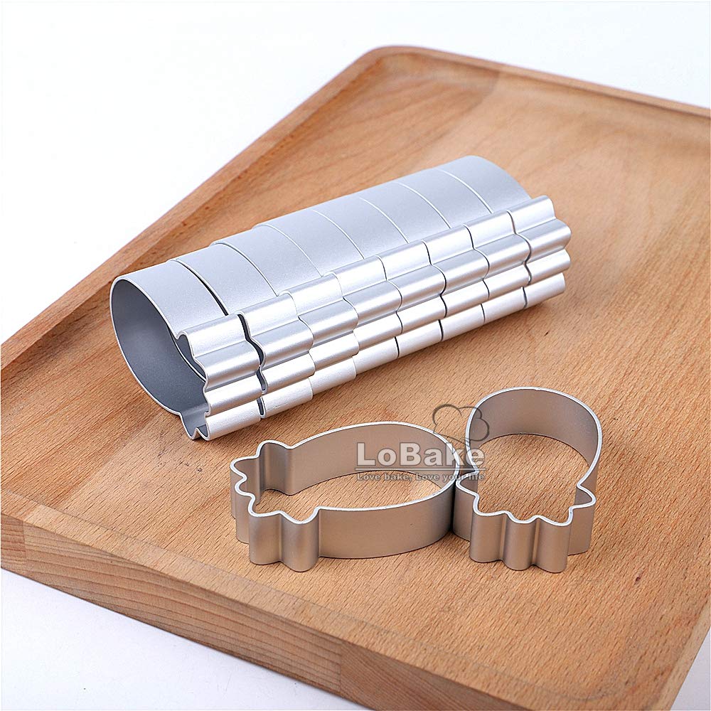 Lobake Pineapple Shape Aluminium Press Cookie Cutter With Handle Stamp Metal Biscuit Mold Fondant Presser For Baking Set