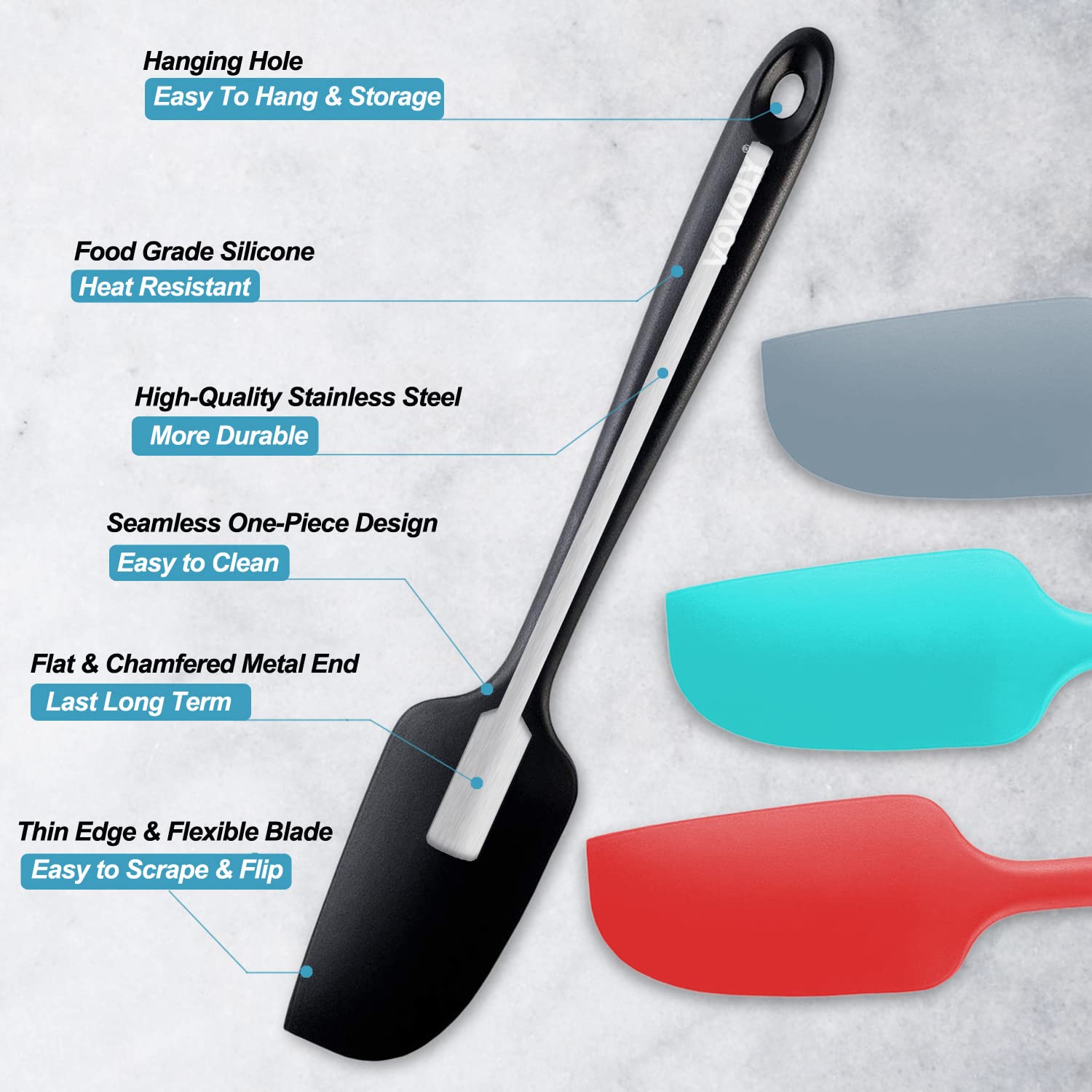 Mini Silicone Spatula - Bpa Free Pro-Grade 600F Heat-Resistant Non-Stick Small Rubber Jar Spatula - Silicone Kitchen Scraper Ute