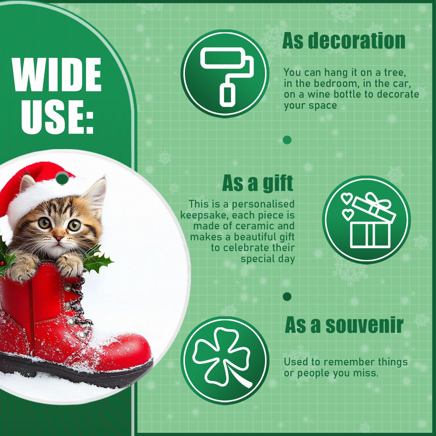 Christmas Ornaments Christmas Home Decor - Cute Cat in A Christmas Boot - Christmas Tree Decoration Ceramic Ornament,Holiday Pre