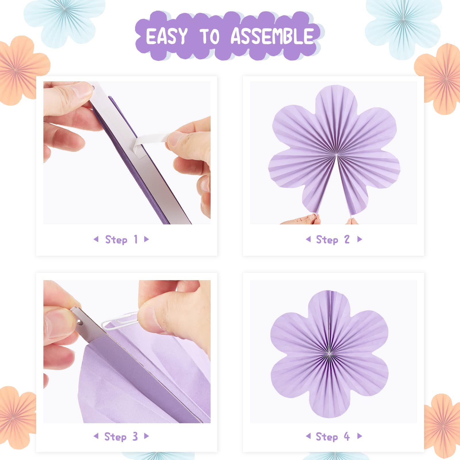 Paper Flowers Decorations For Wall Blue Paper Fans Classroom Decoration Paper Floral Backdrop Decor Paper Fans Decoration Hangin