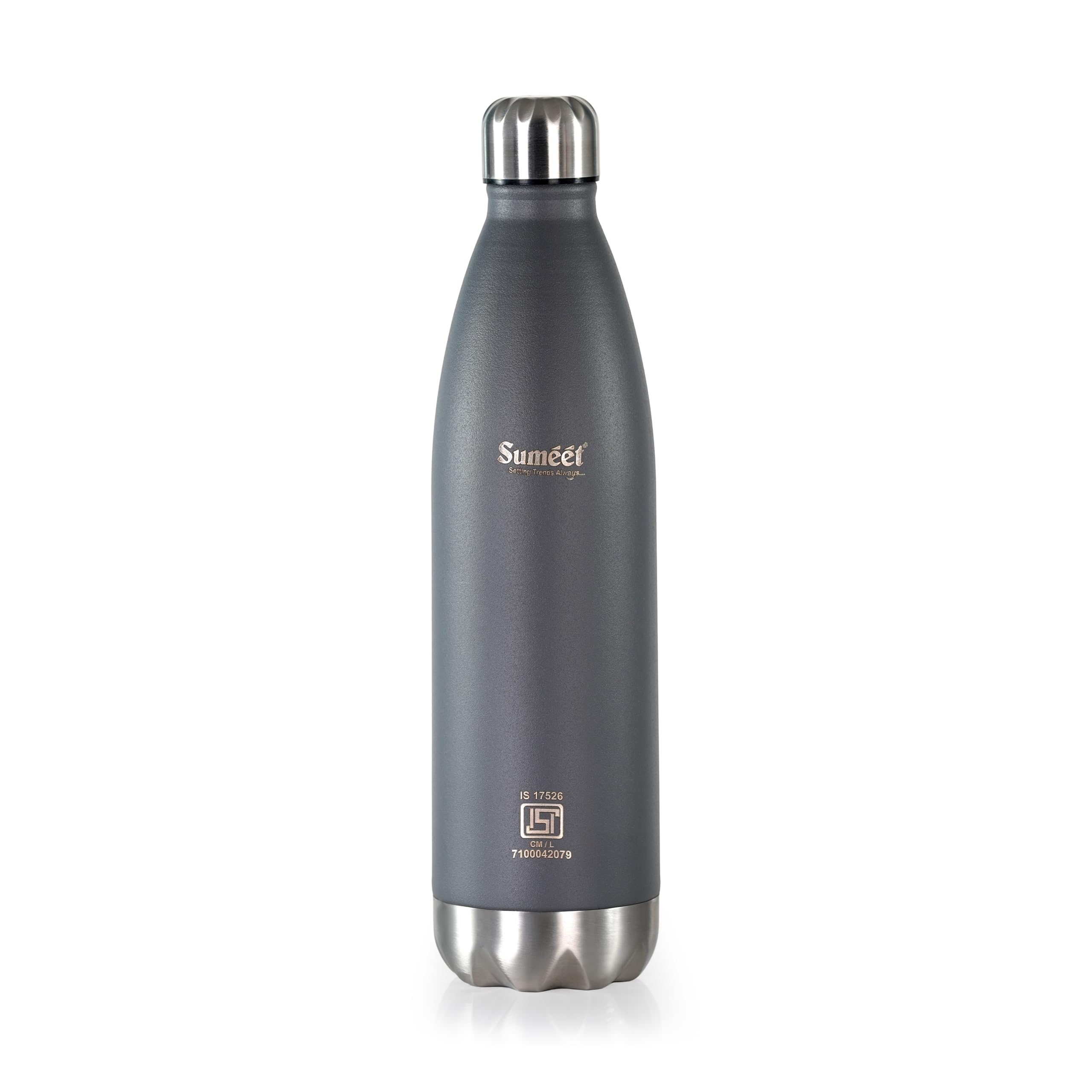 Sumeet Thermo1000 Isi Certified Stainless Steel Hot & Cold Double Walled Leak Proof Vacuum Flask Water Bottle For Office School College Gym Picnic Home Trekking- 1000Ml  Grey