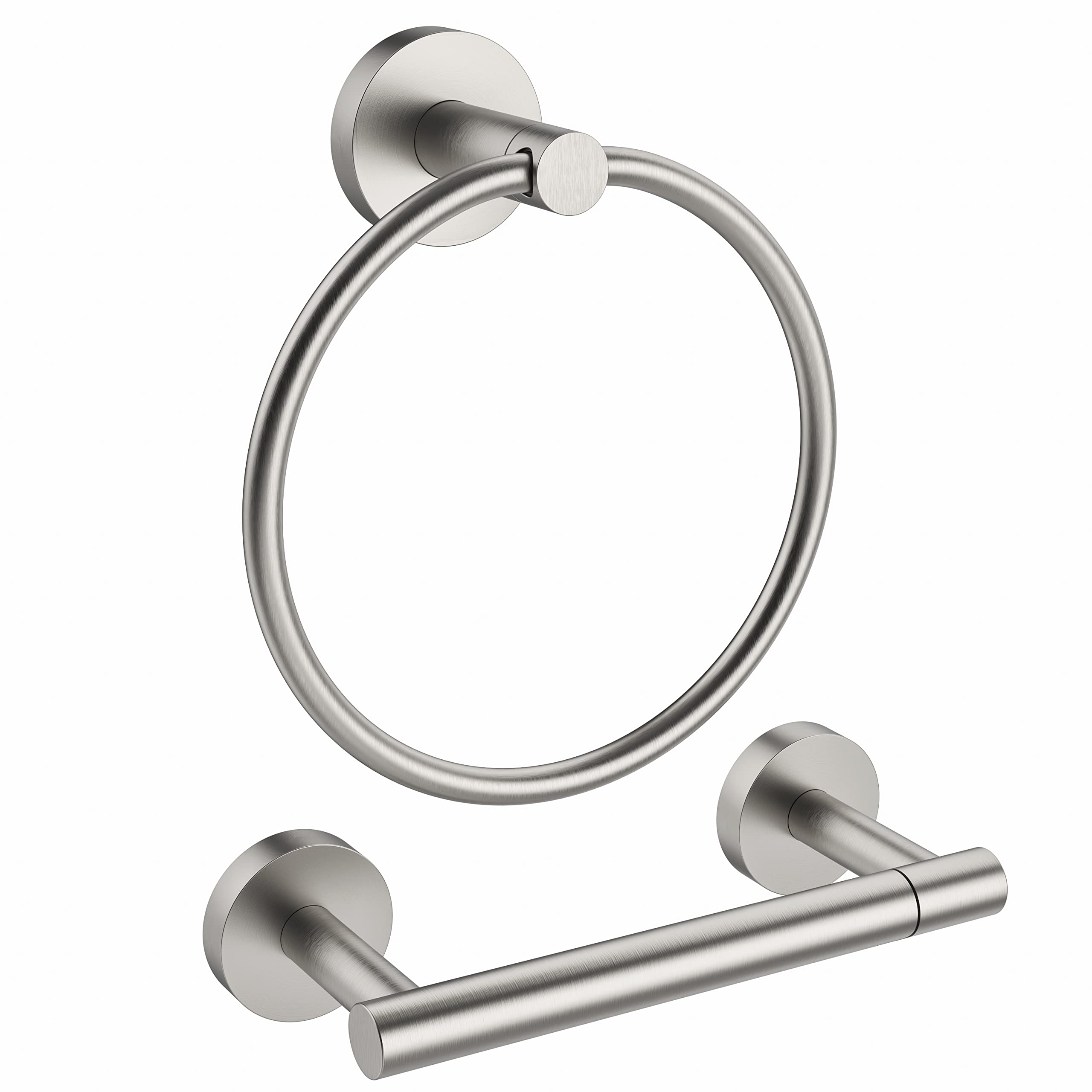 Rarxtr Brushed Toilet Paper Holder & Towel Ring Sus304 Stainless Steel 2Pc Bathroom Hardware Set With Double Post Pivoting Toile