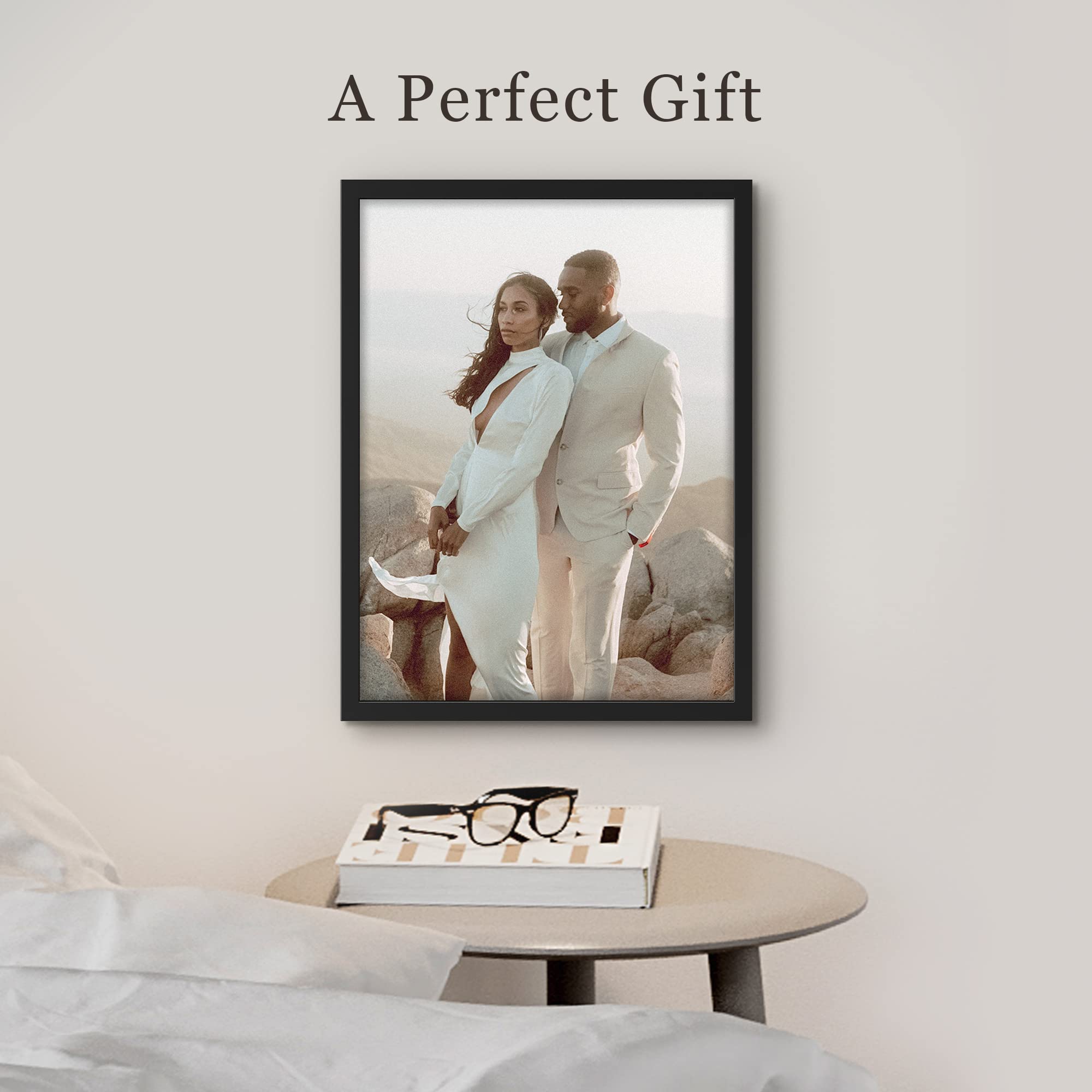 Signleader Custom Framed Wall Art Square Tile Gallery Print, Personalized Matte Vinyl Panel Photos With Frame, Wedding, Family,