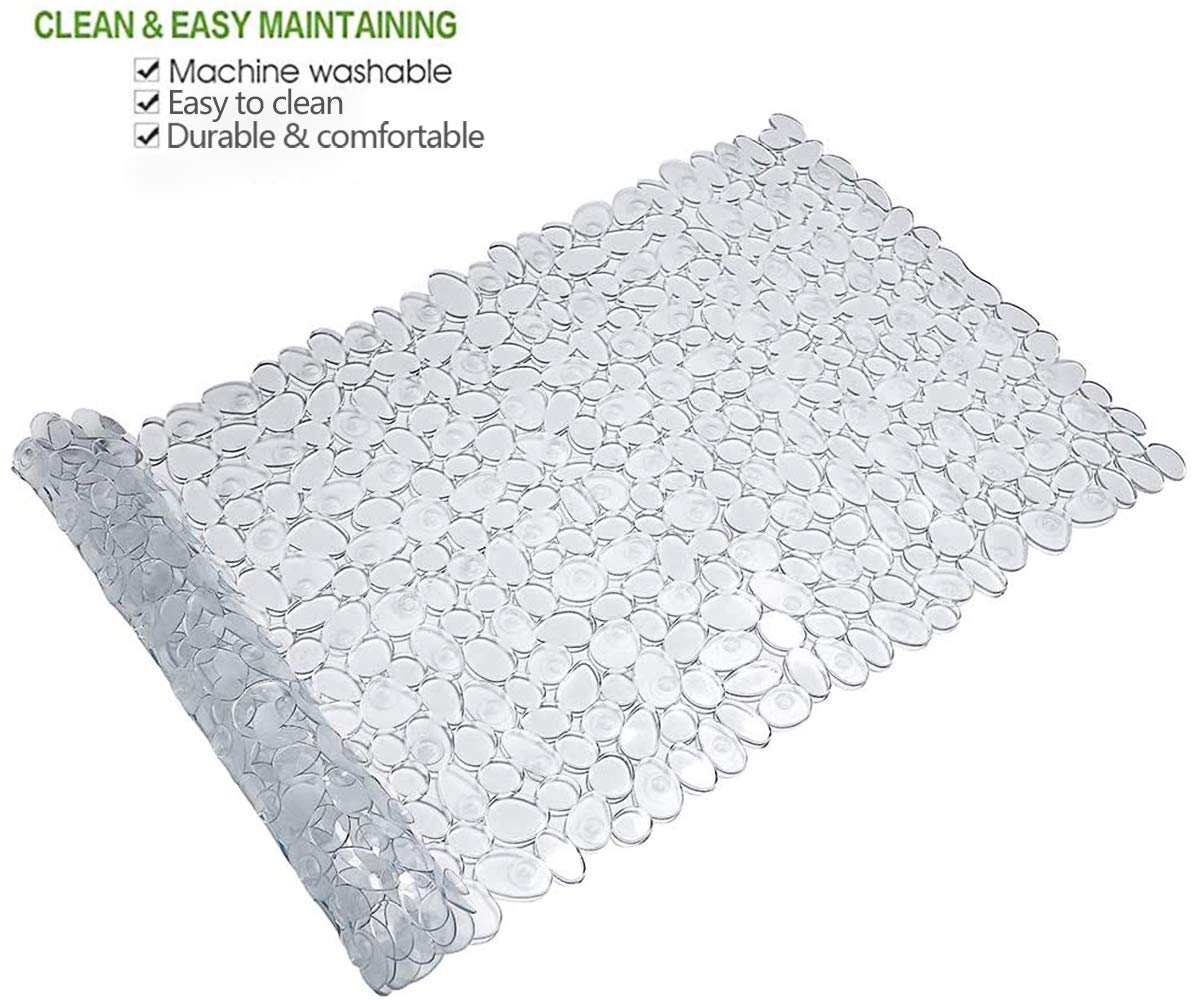 Songziming Pebble Bath Mat For Bathtub To Anti Slip Bathtub Mat In Shower With 16 Inches By 35 Inches (Clear)